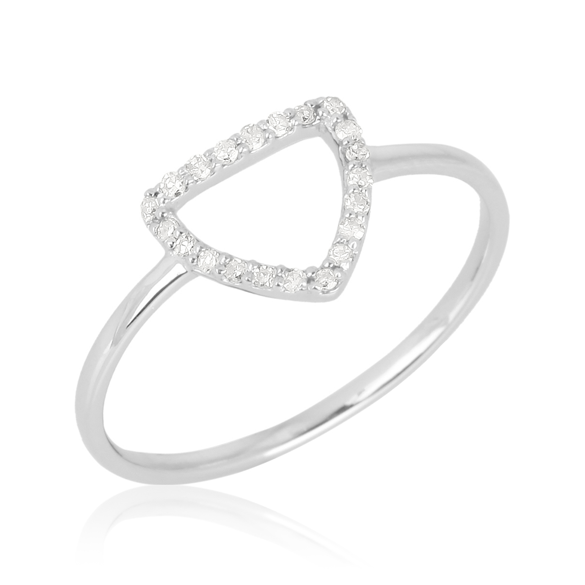 White Gold Diamond Single line Trillion Ring