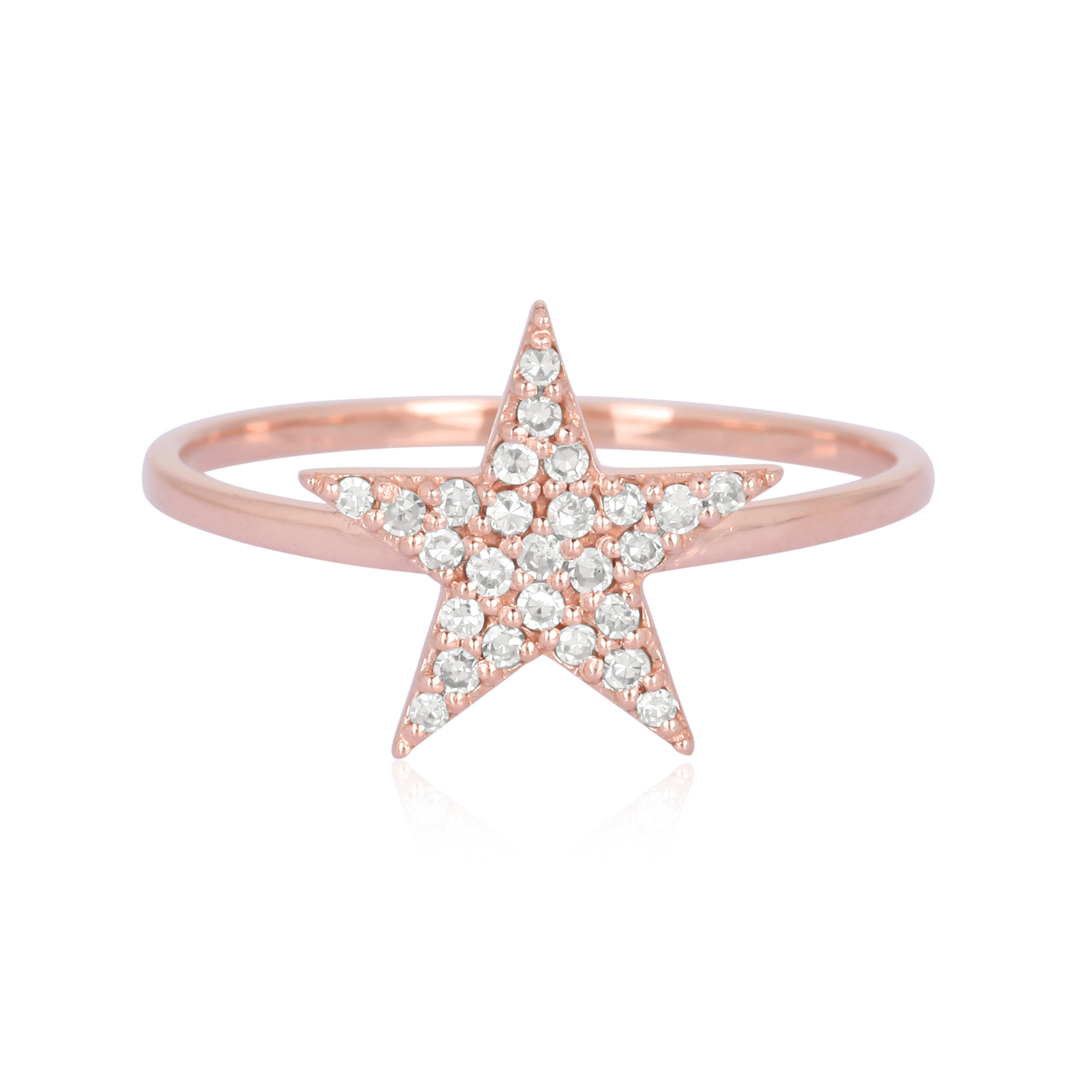Rose Gold Star Diamond Ring