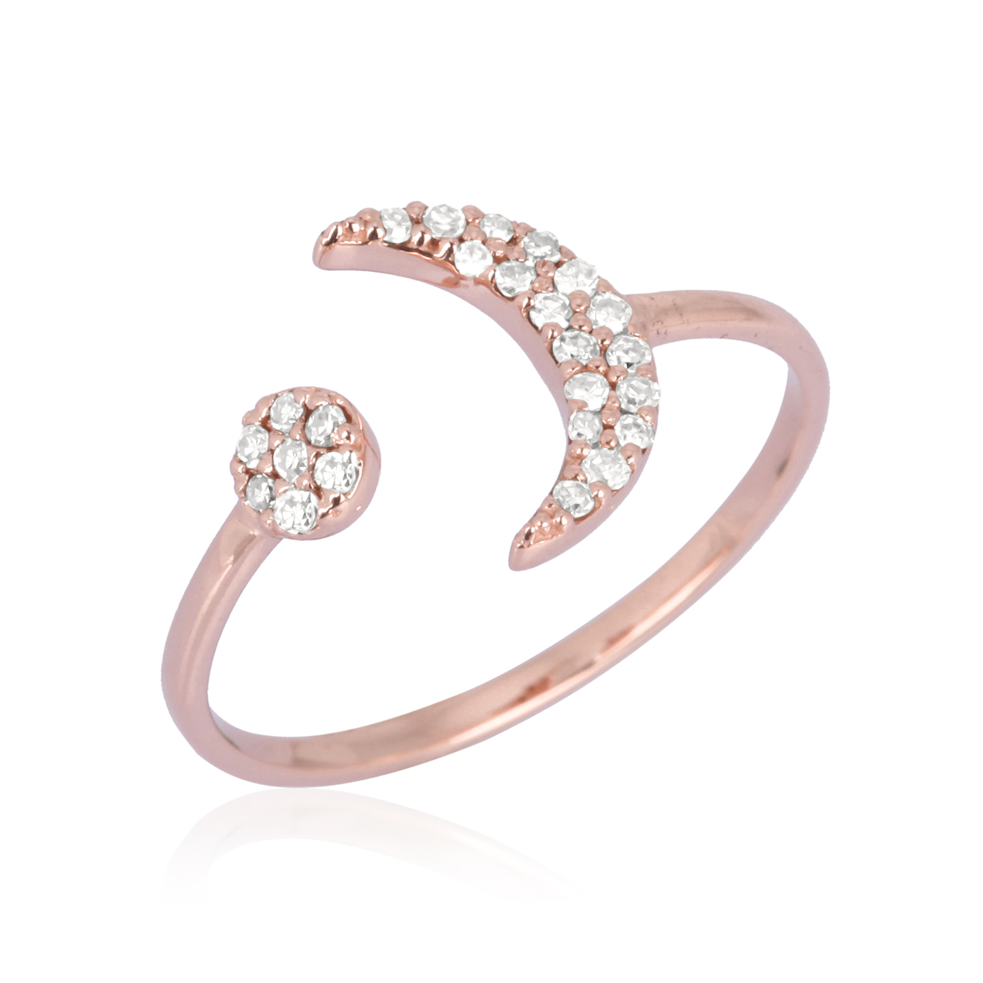 Rose Gold Sun and Half Moon Diamond Ring
