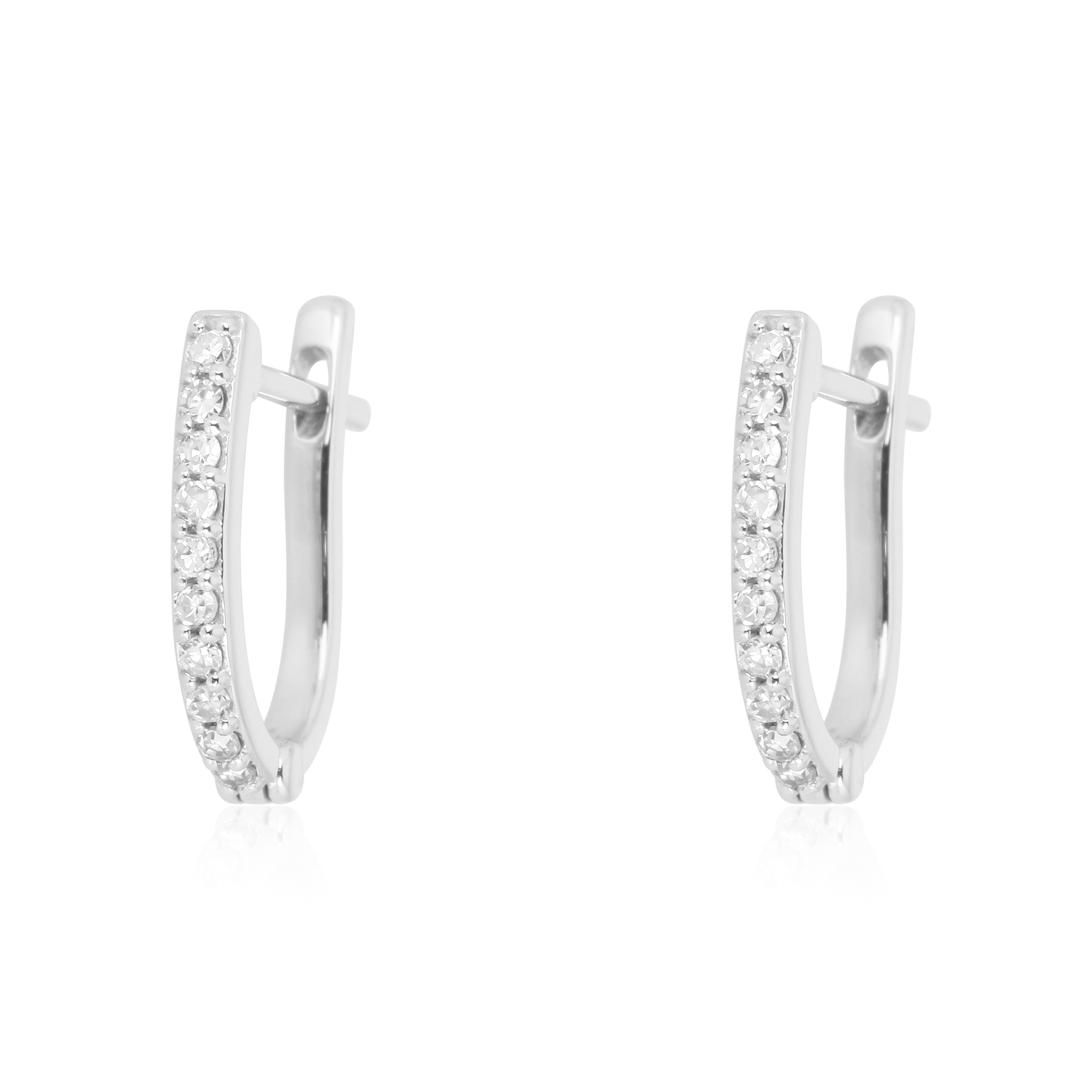 Sterling Silver Diamond Huggie Hoops