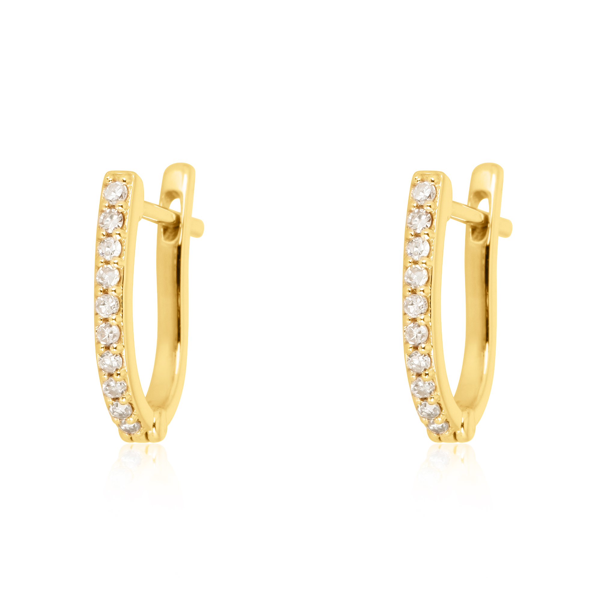 Yellow Gold Diamond Huggie Hoops
