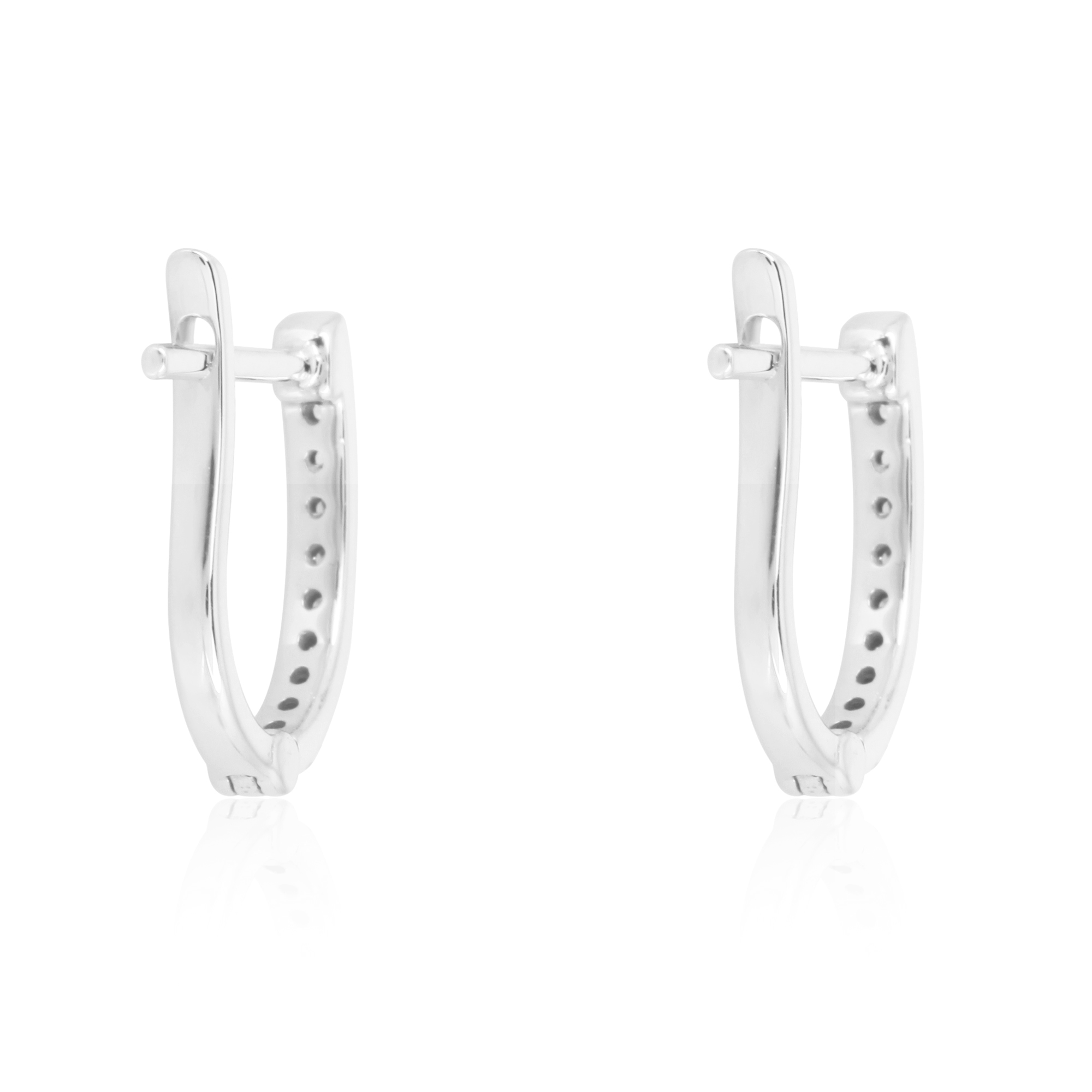 Sterling Silver Diamond Huggie Hoops