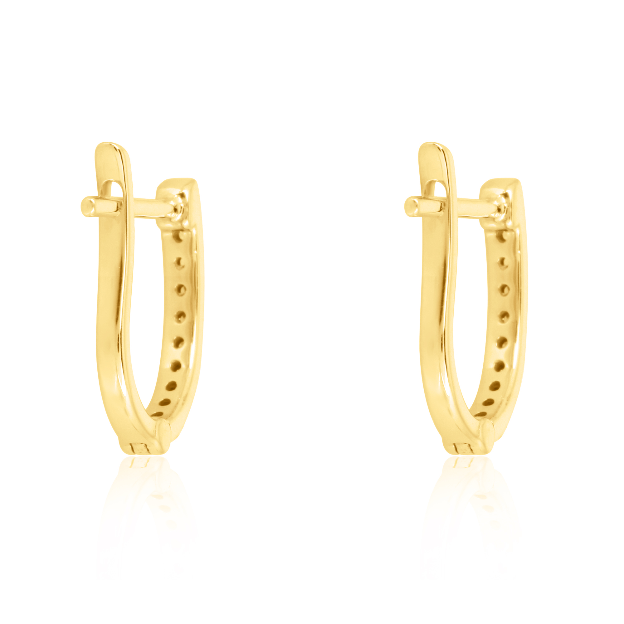 Yellow Gold Diamond Huggie Hoops
