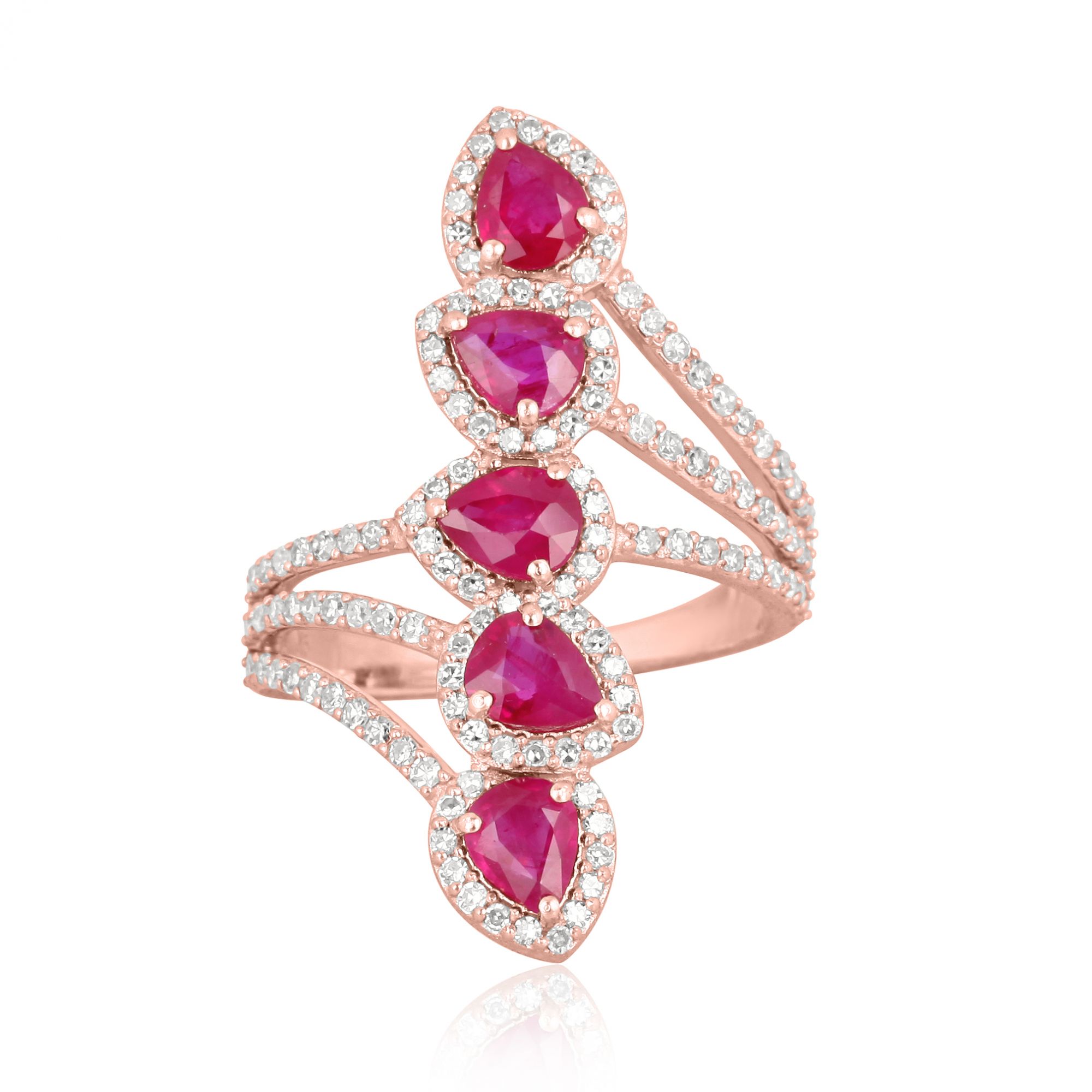Rose Gold Ruby Diamond Colorstone Ring