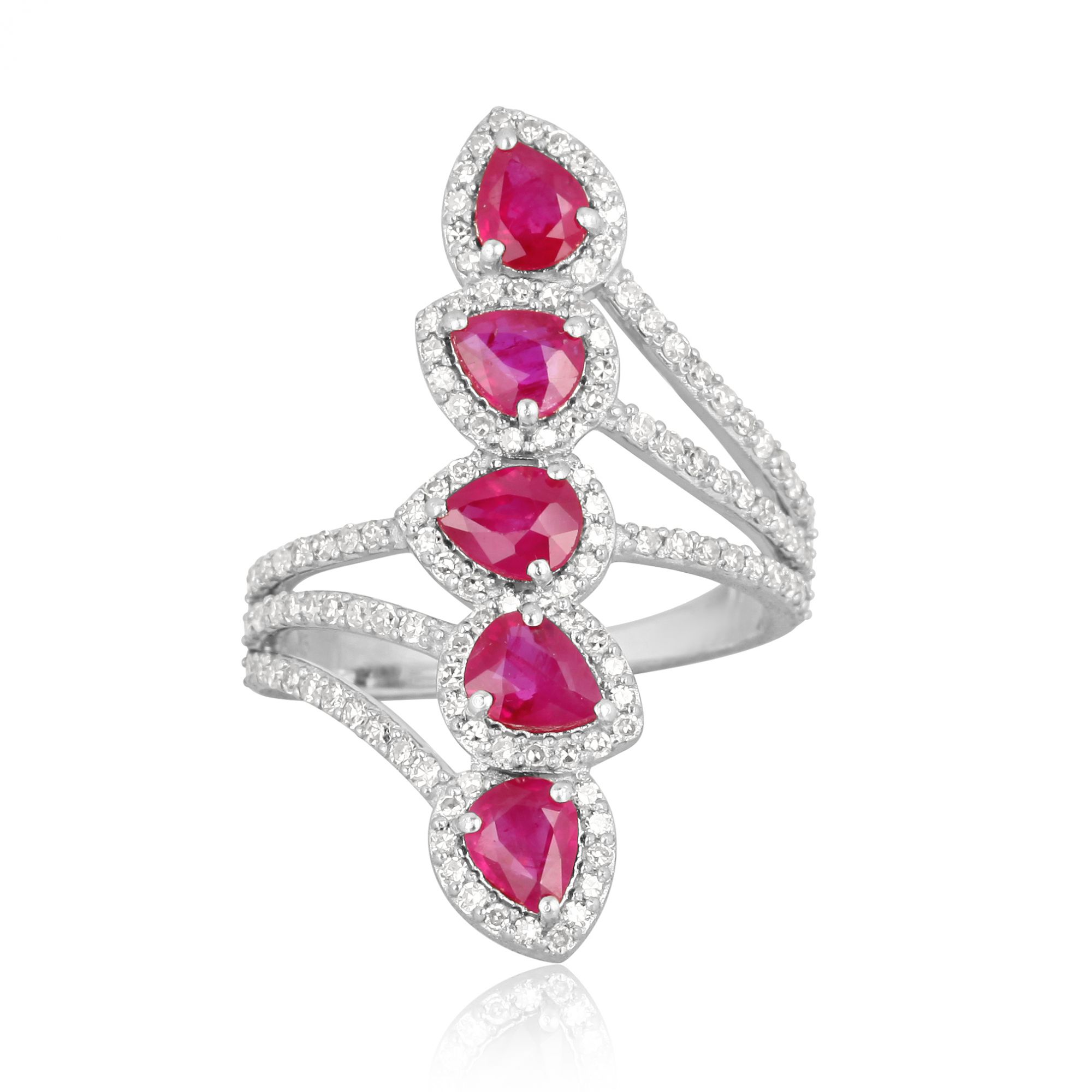 White Gold Ruby Diamond Colorstone Ring