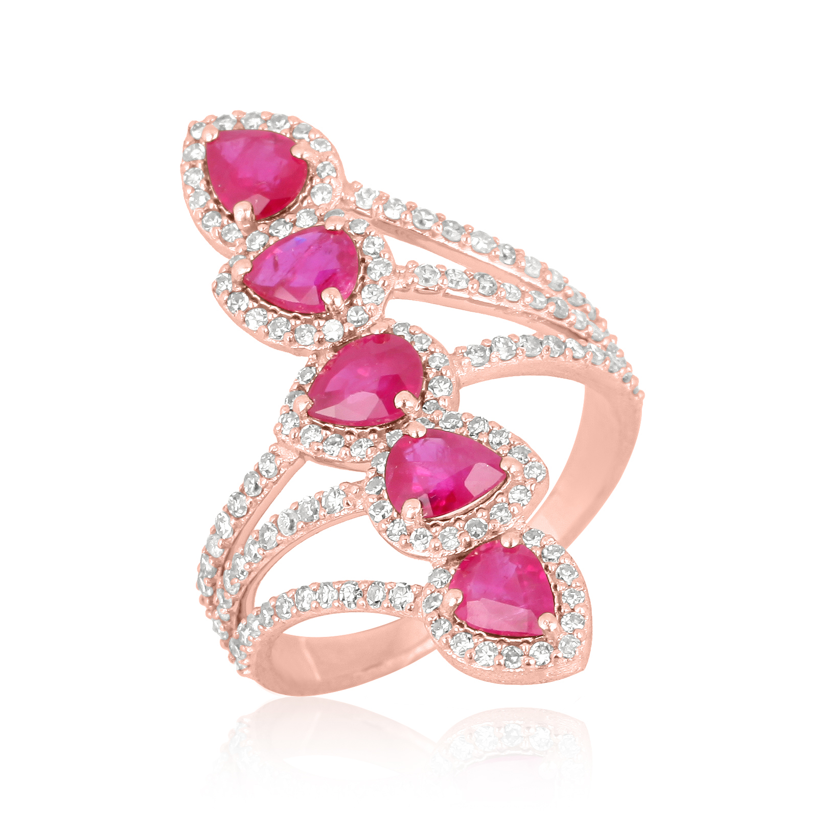 Rose Gold Ruby Diamond Colorstone Ring