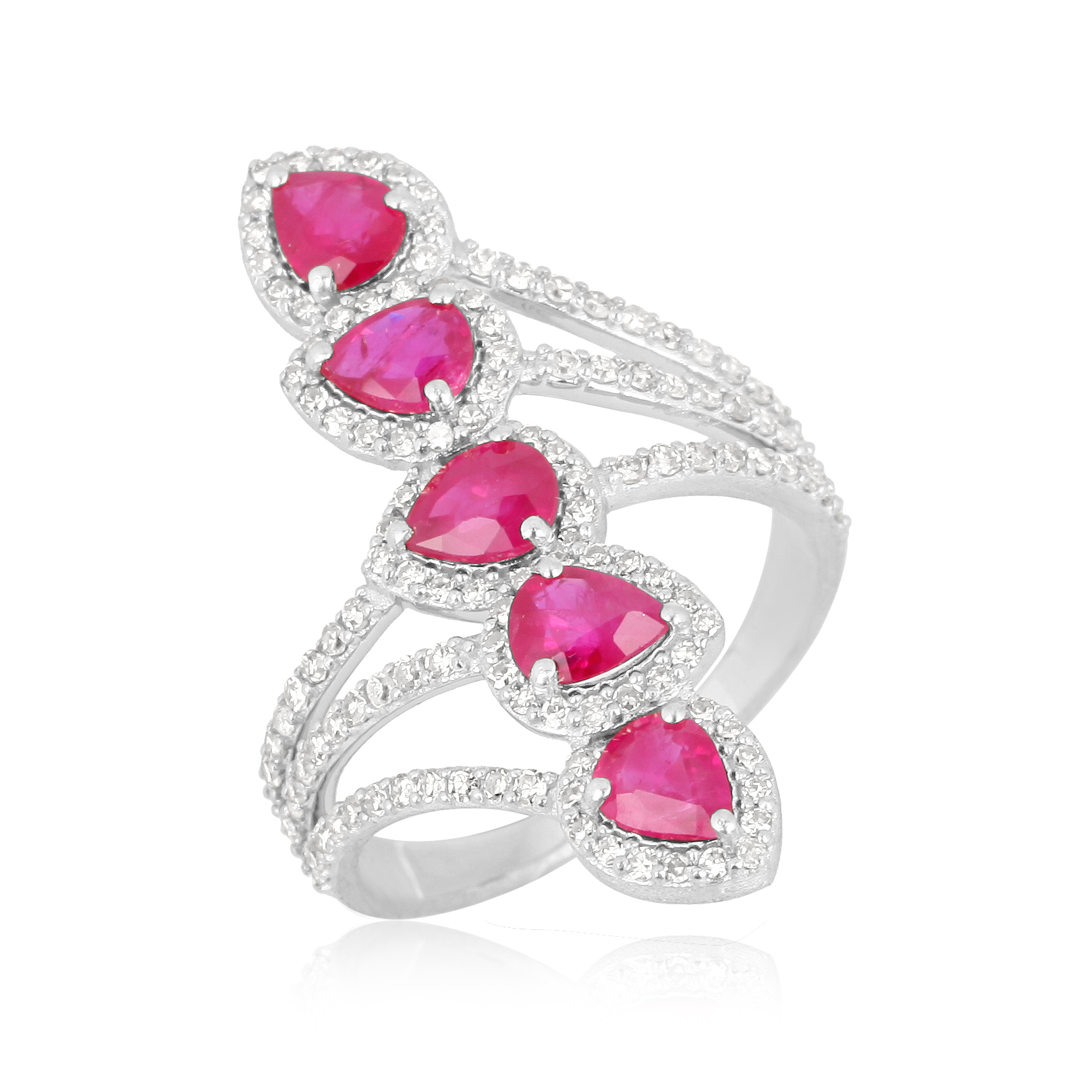 White Gold Ruby Diamond Colorstone Ring
