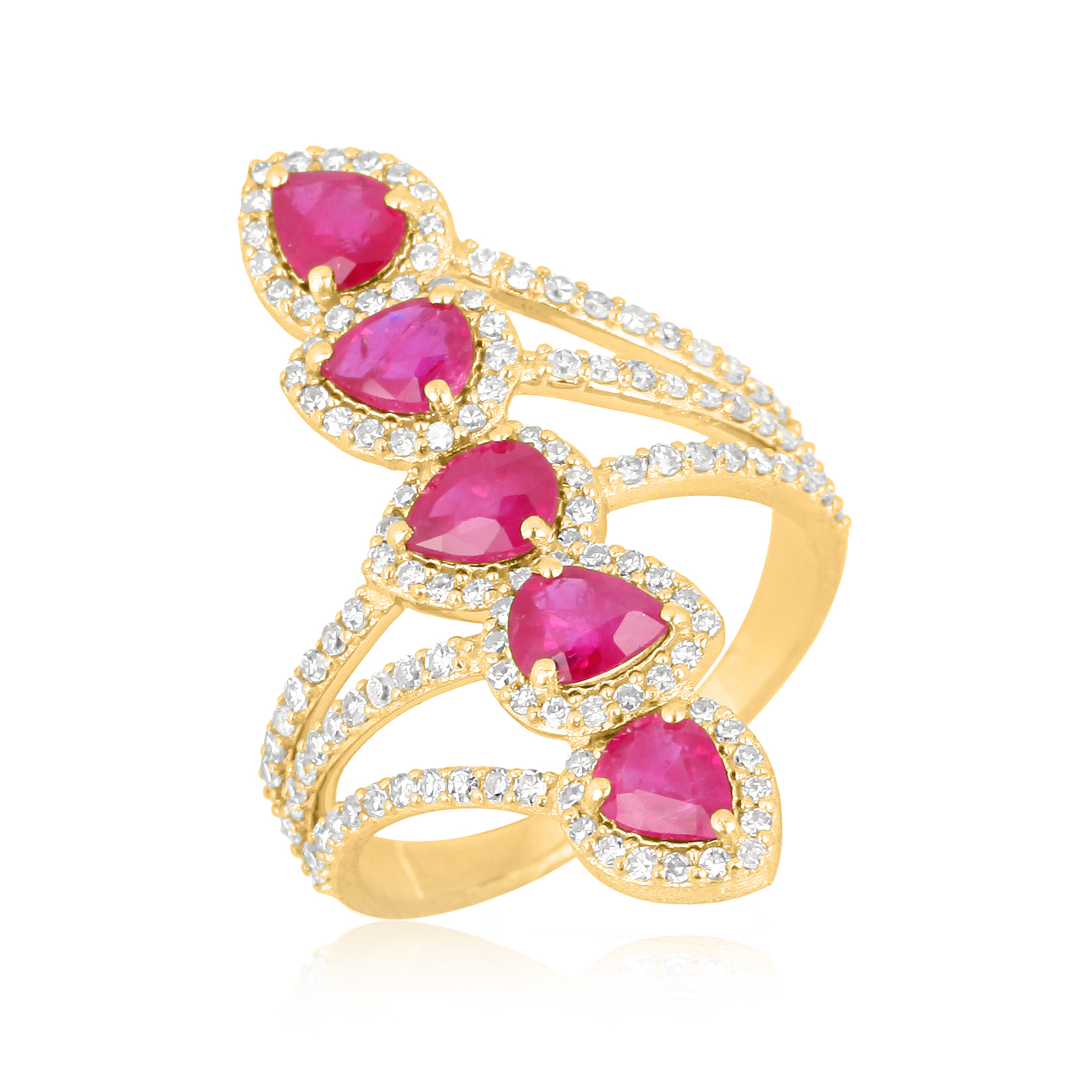 Yellow Gold Ruby Diamond Colorstone Ring