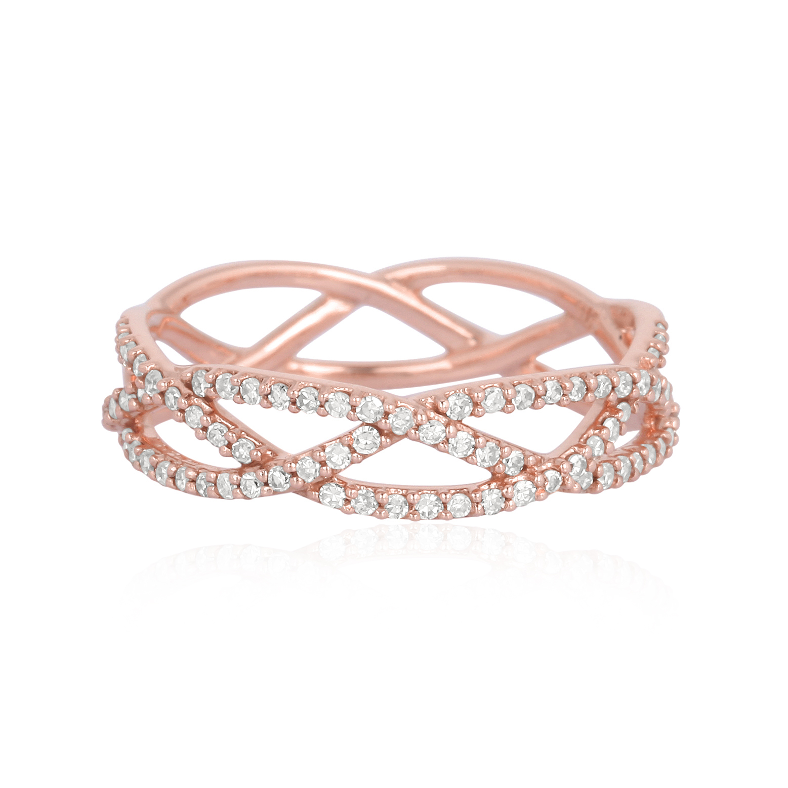 Sterling Silver Entangled Diamond Band Ring