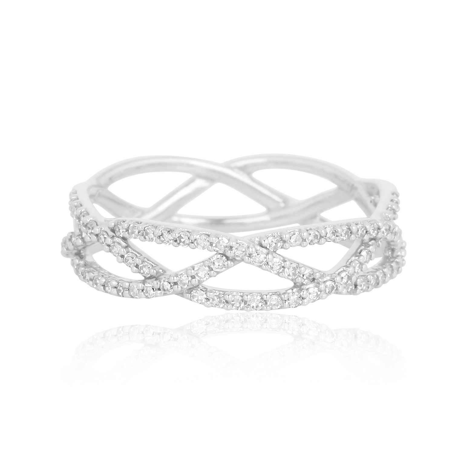 Sterling Silver Entangled Diamond Band Ring