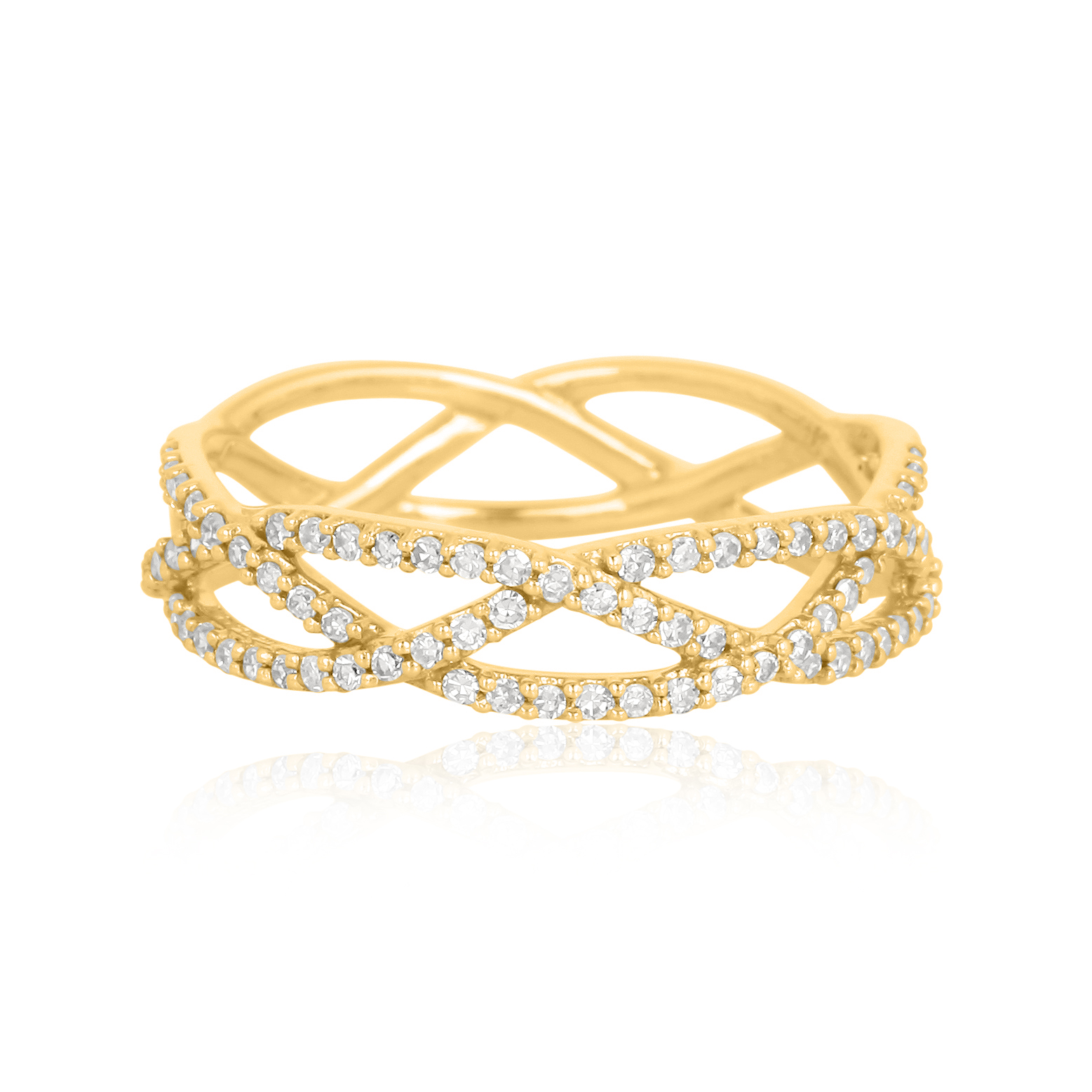 Sterling Silver Entangled Diamond Band Ring