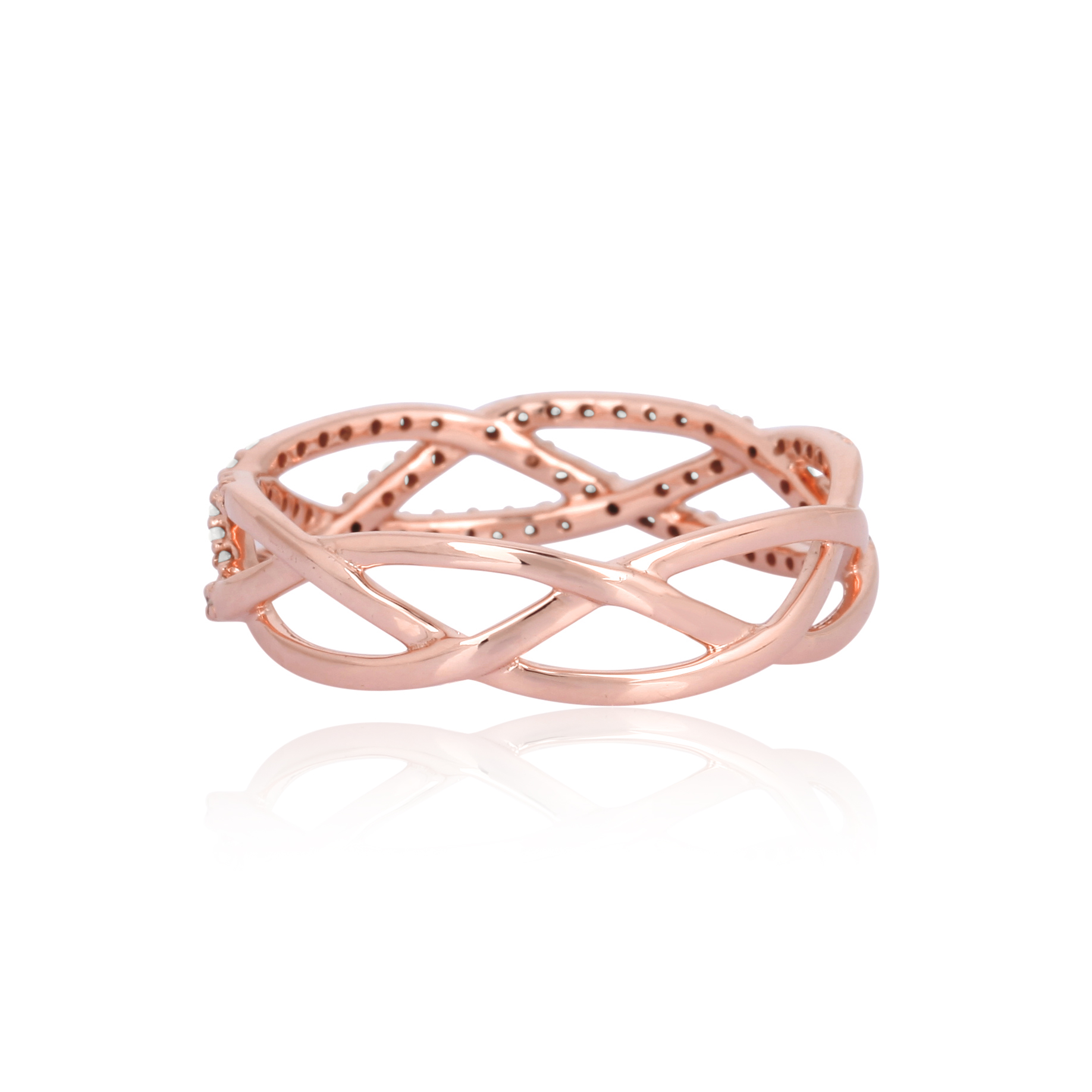 Sterling Silver Entangled Diamond Band Ring