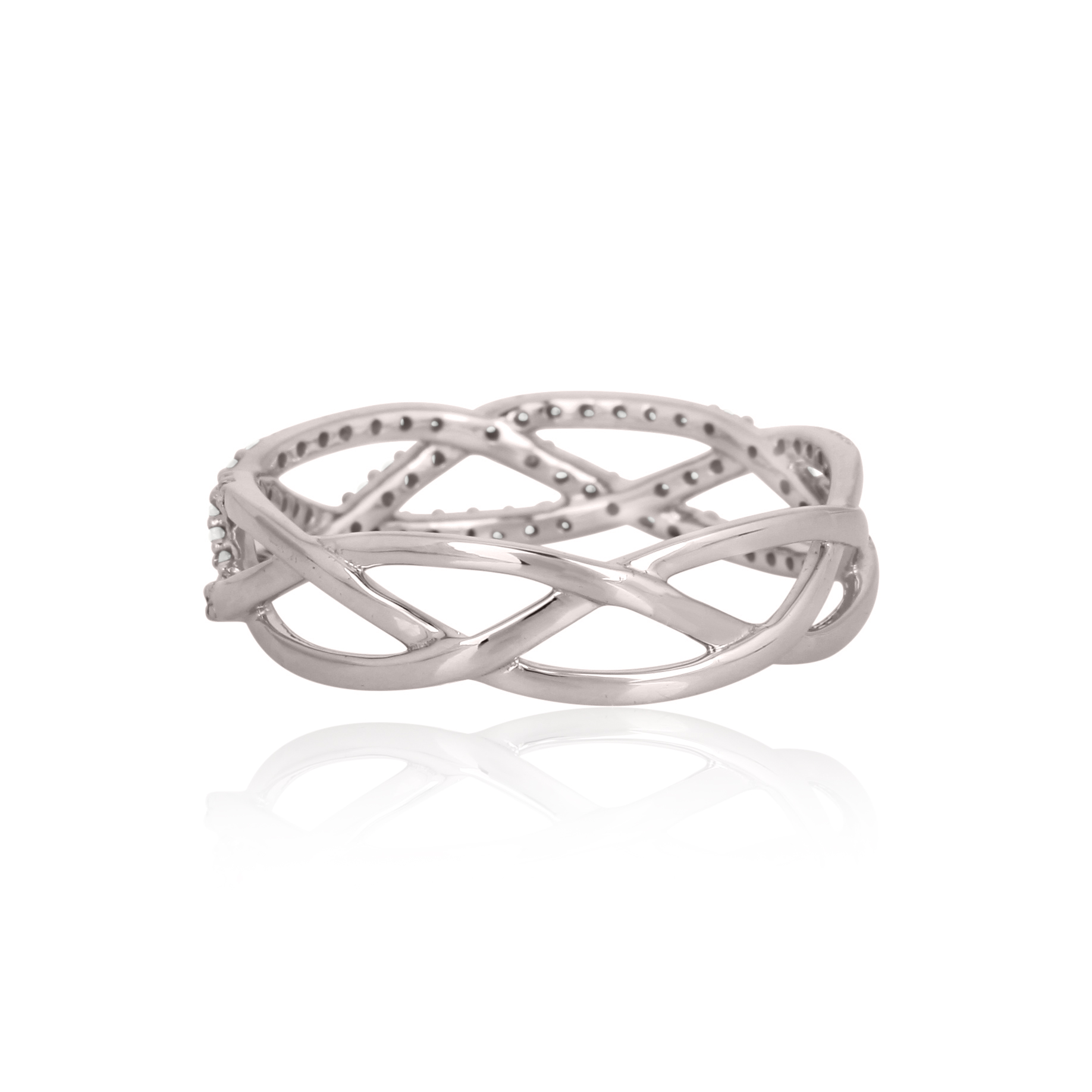Sterling Silver Entangled Diamond Band Ring