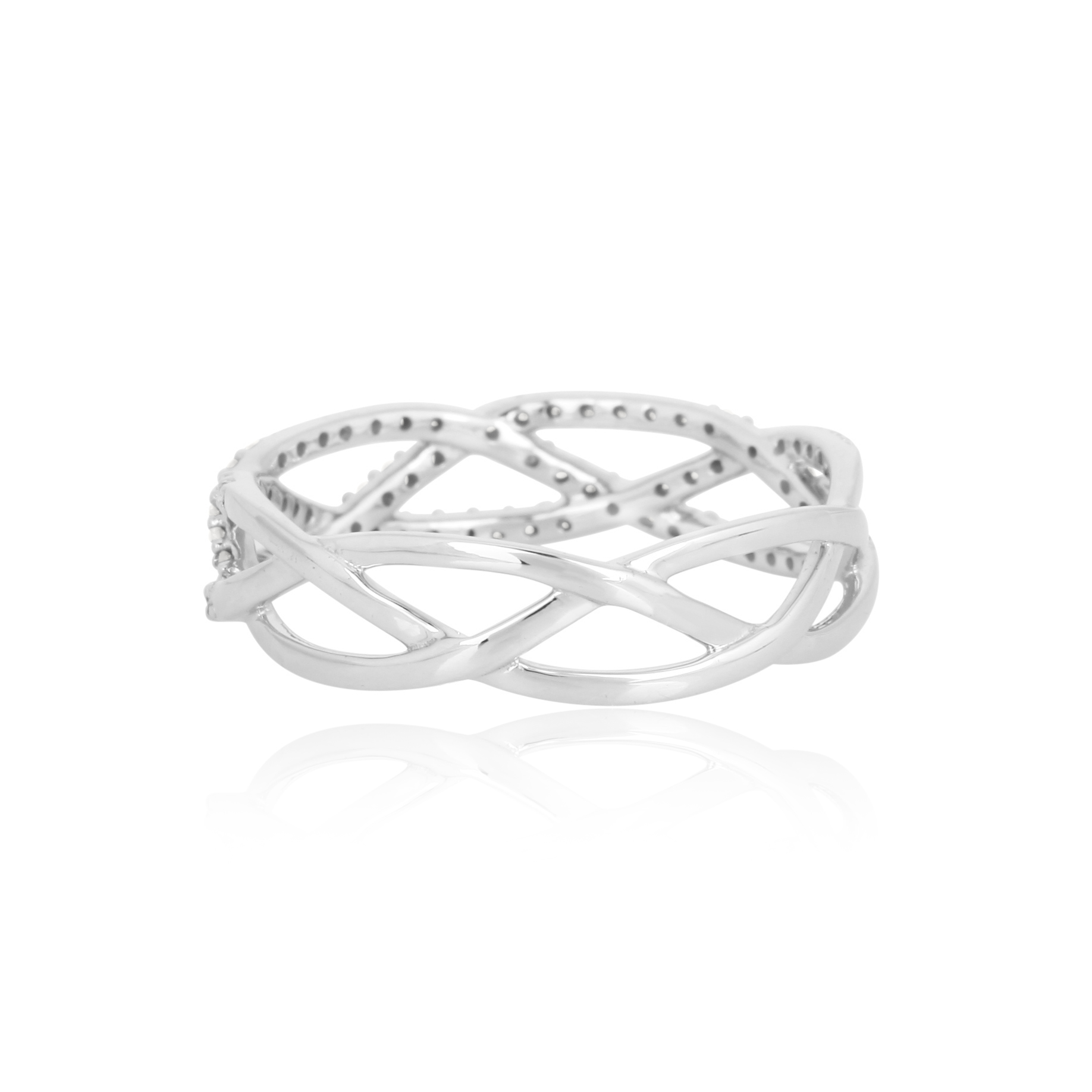 Sterling Silver Entangled Diamond Band Ring