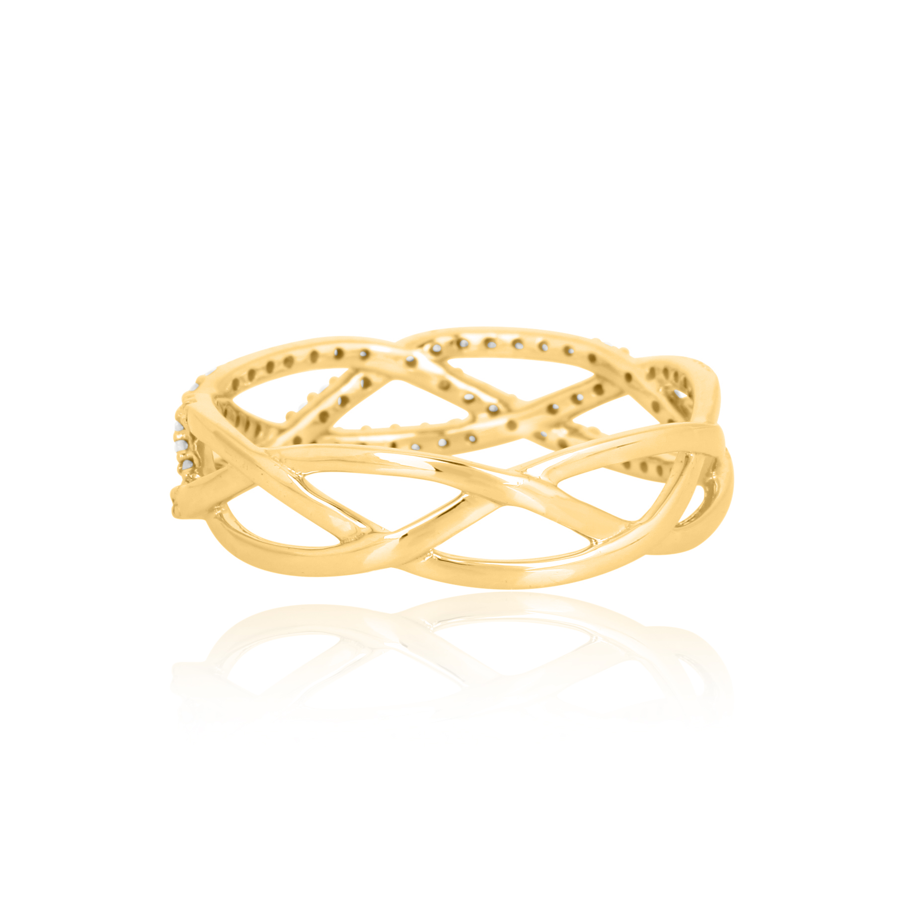 Sterling Silver Entangled Diamond Band Ring