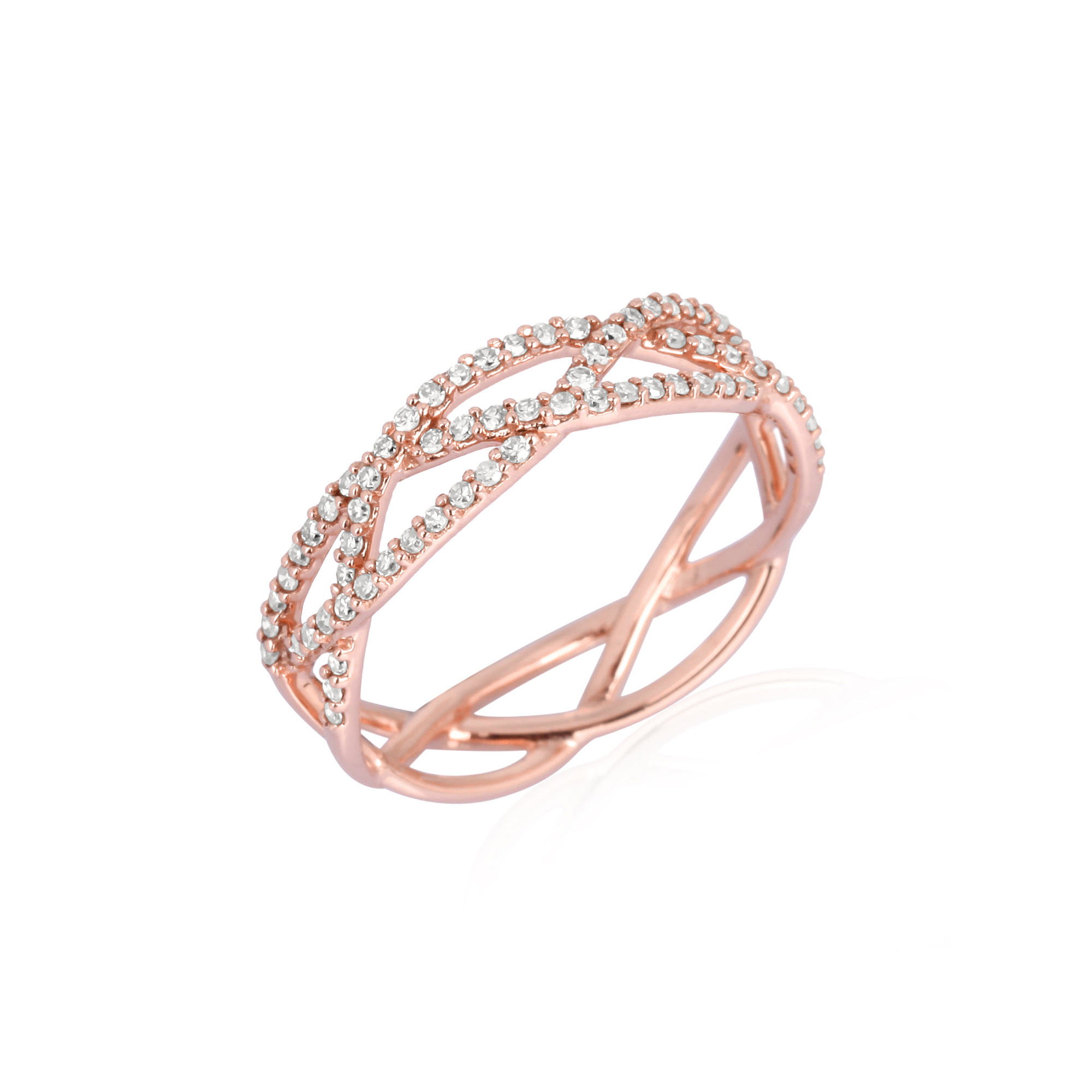 Sterling Silver Entangled Diamond Band Ring