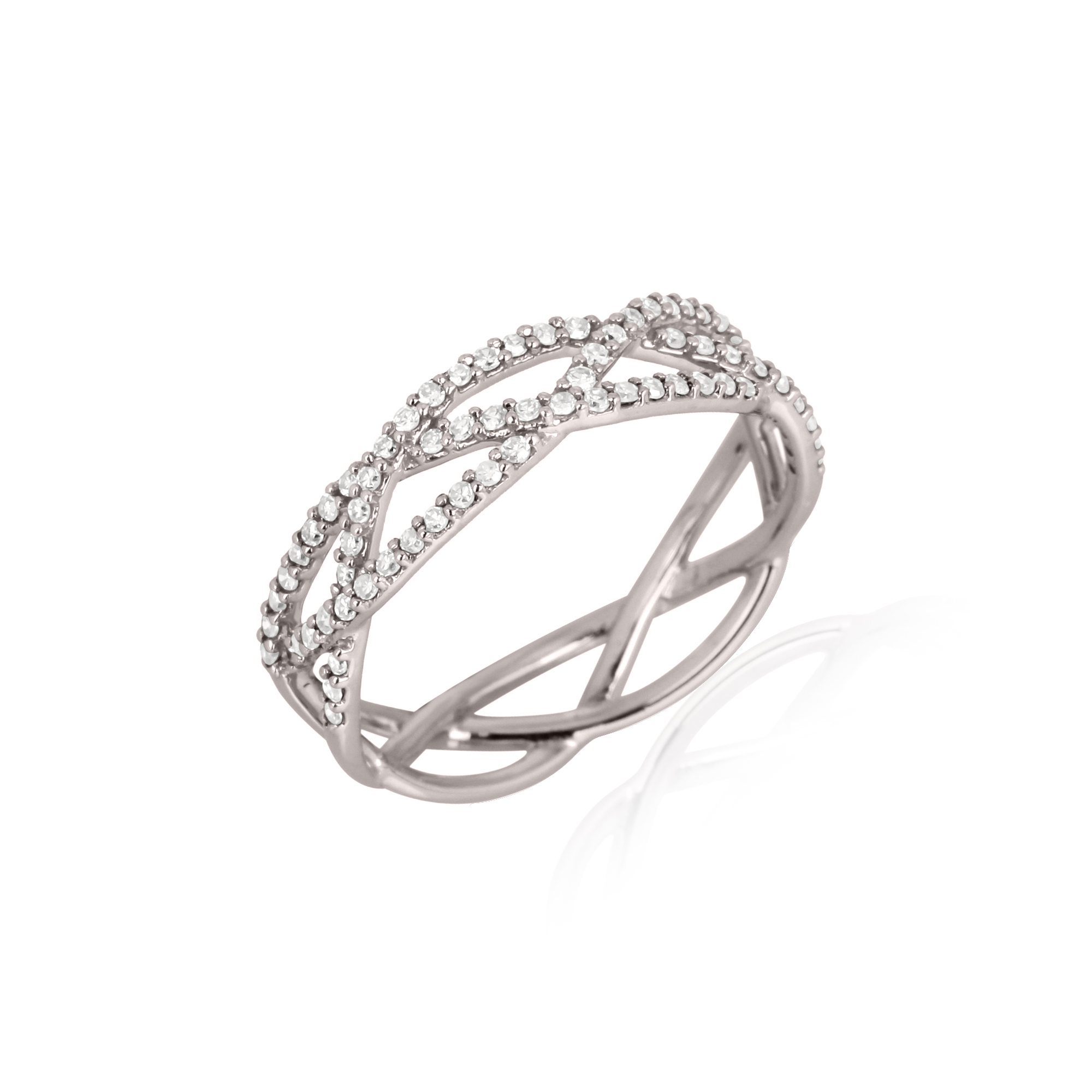 Sterling Silver Entangled Diamond Band Ring