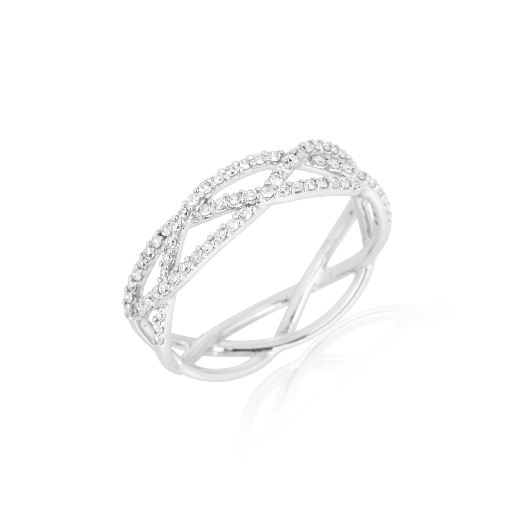 Sterling Silver Entangled Diamond Band Ring