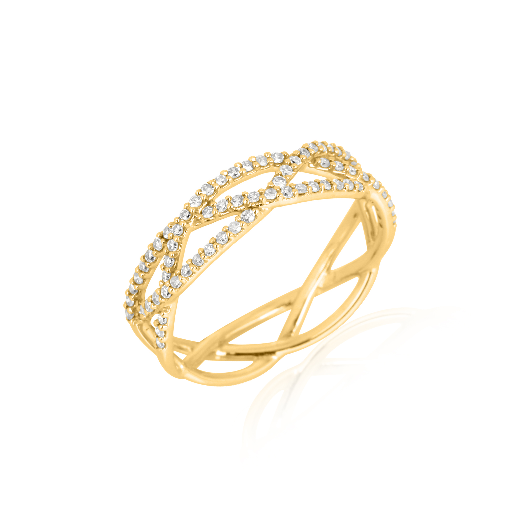 Yellow Gold Entangled Diamond Band Ring