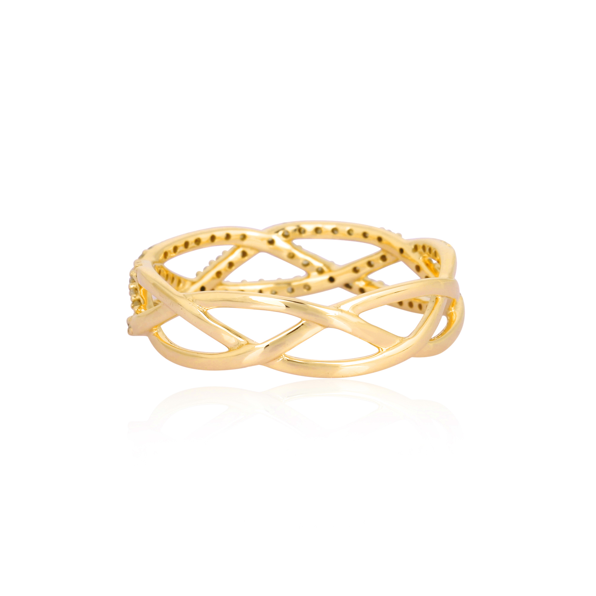 Yellow Gold Entangled Diamond Band Ring