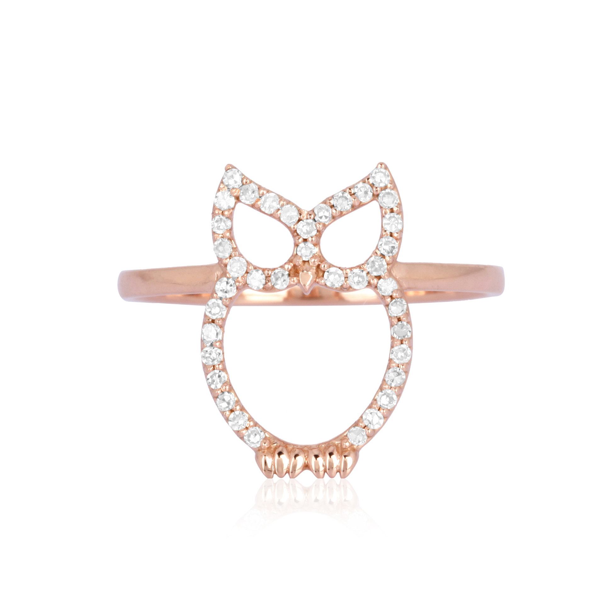 Rose Gold Owl Diamond Ring