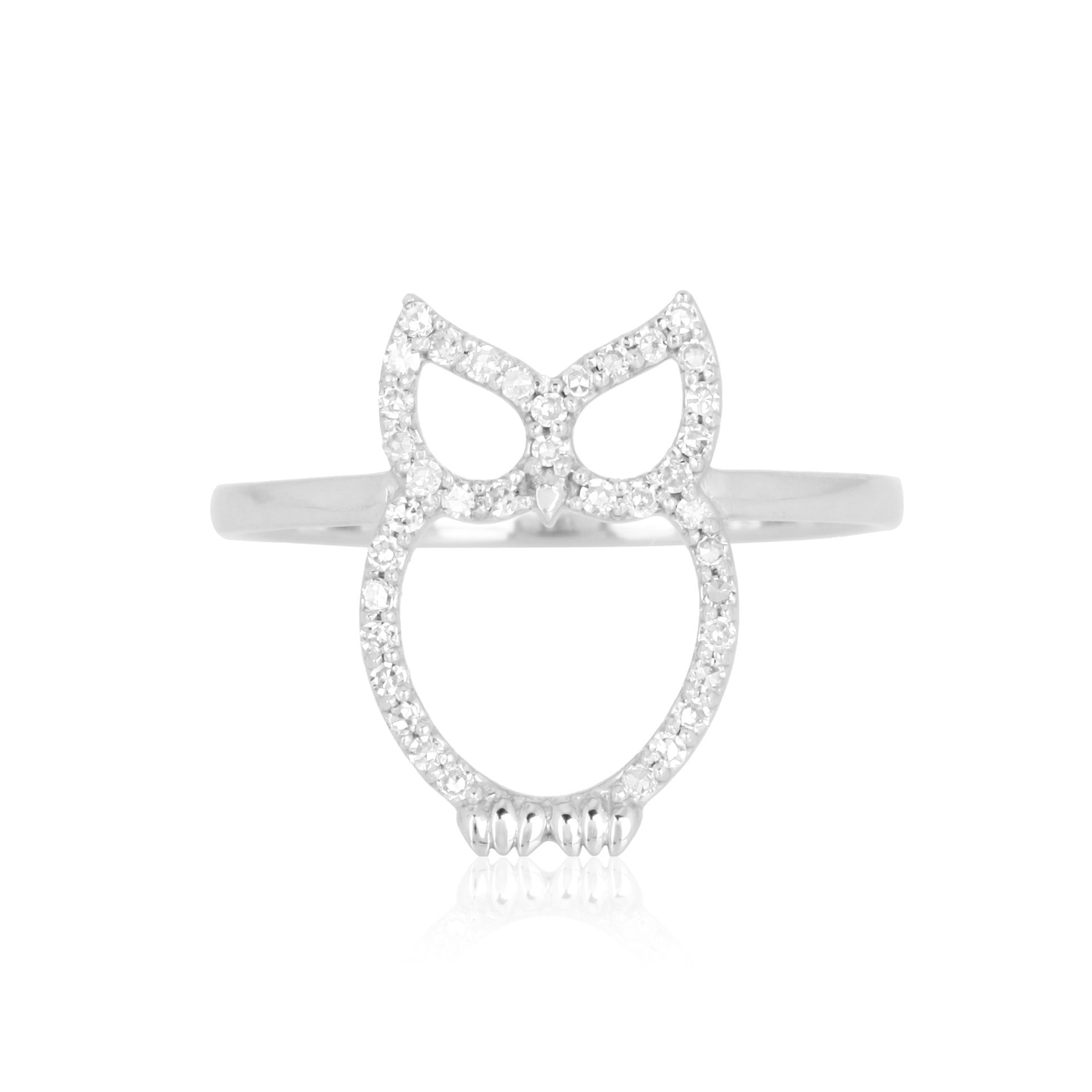 White Gold Owl Diamond Ring