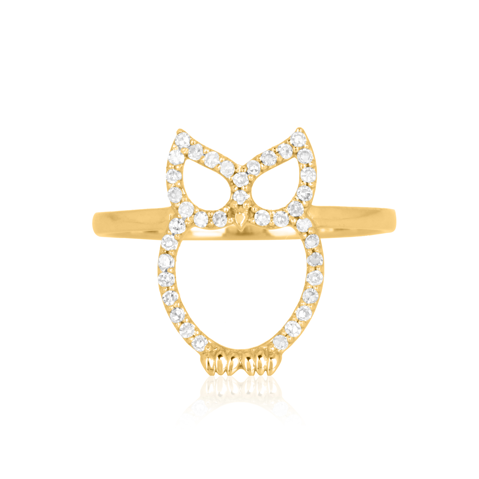 Yellow Gold Owl Diamond Ring