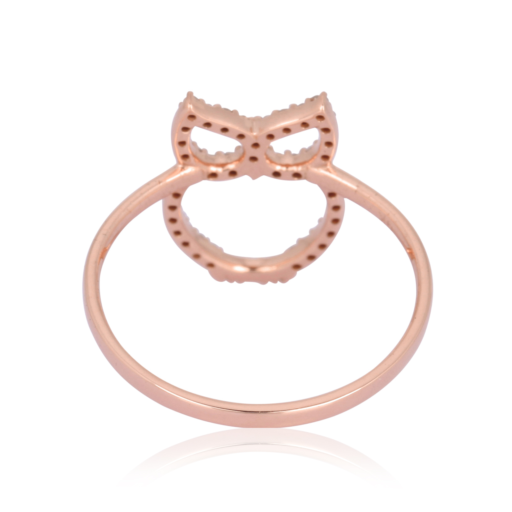 Rose Gold Owl Diamond Ring