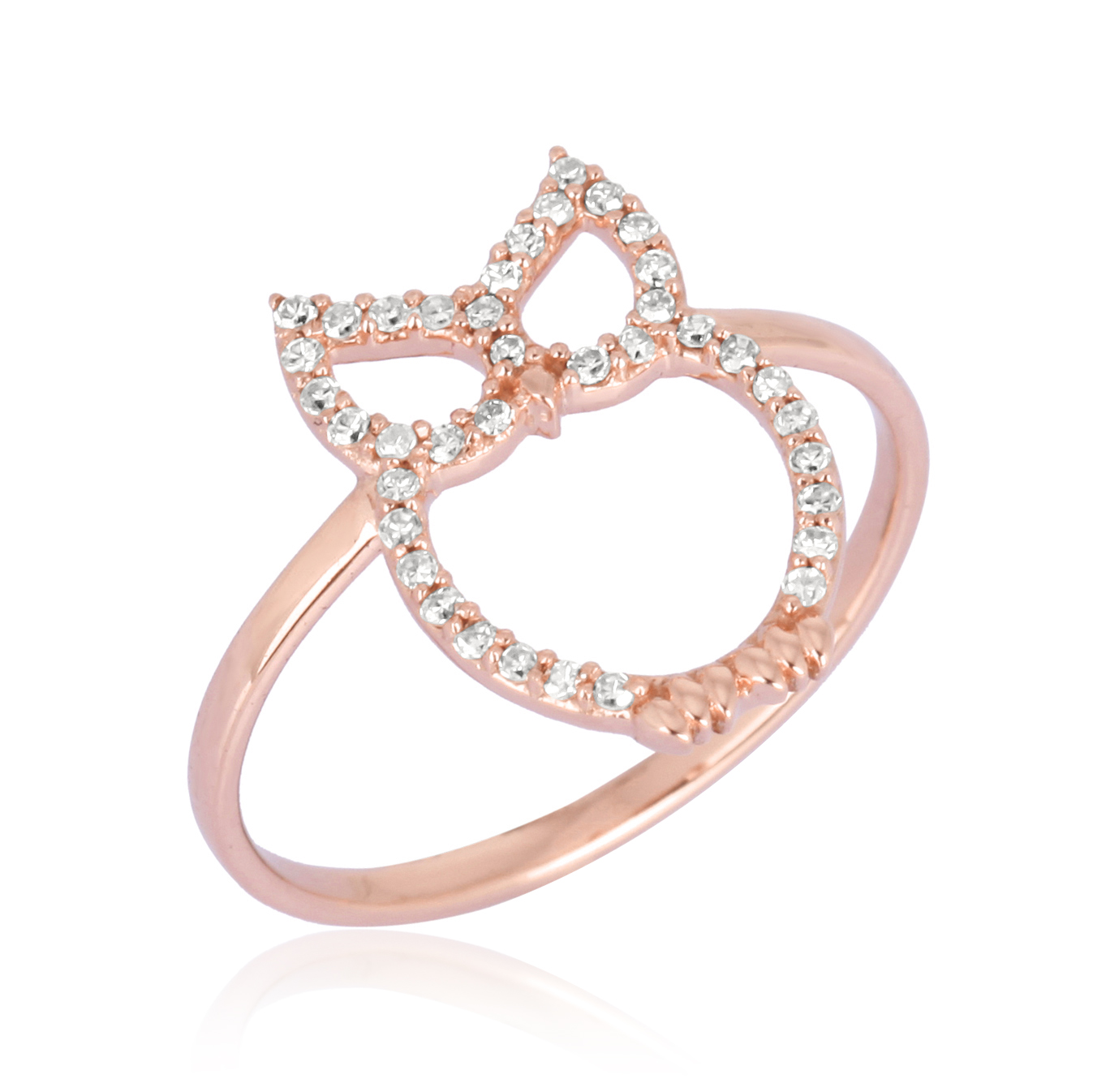 Rose Gold Owl Diamond Ring