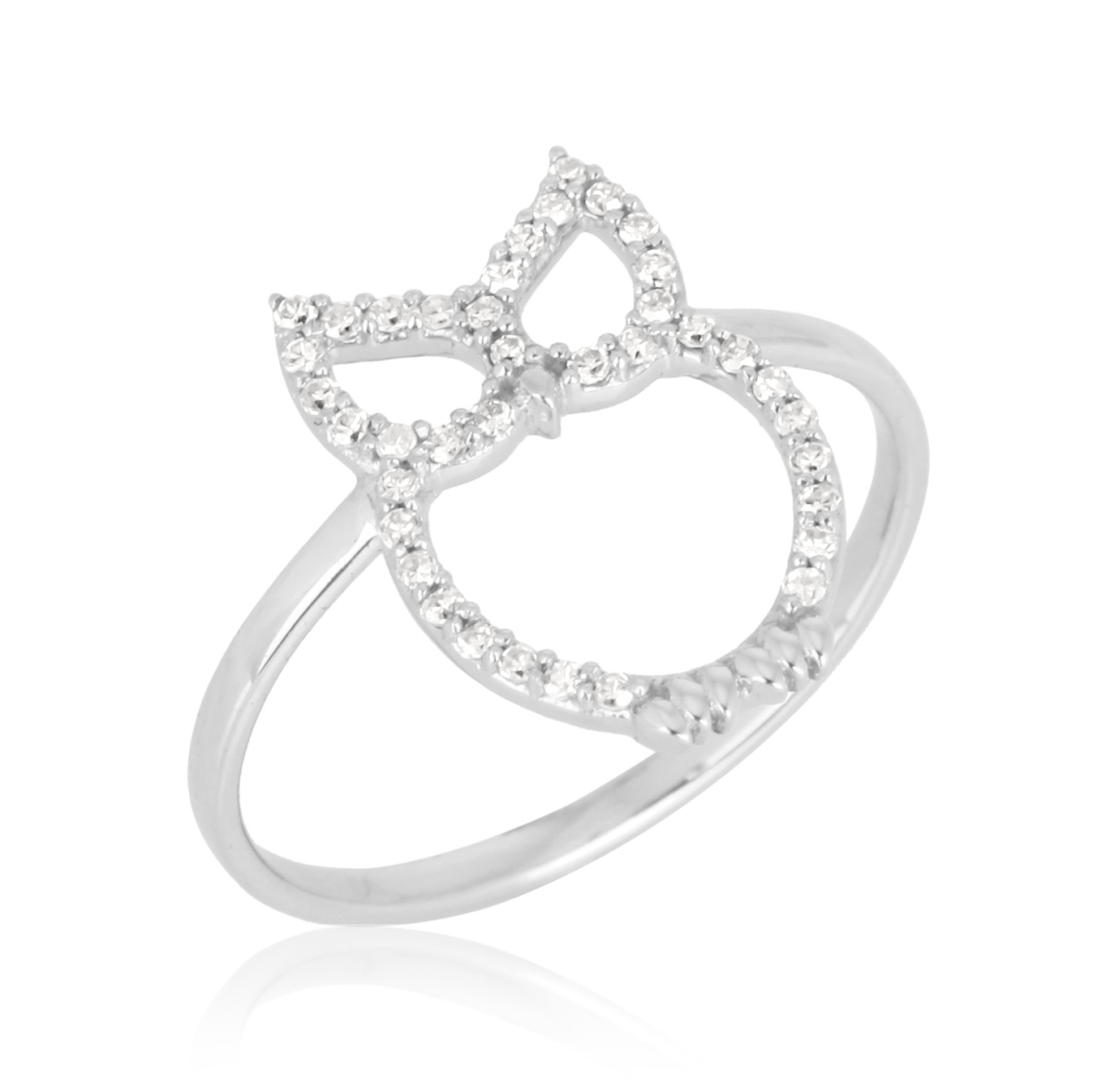 White Gold Owl Diamond Ring