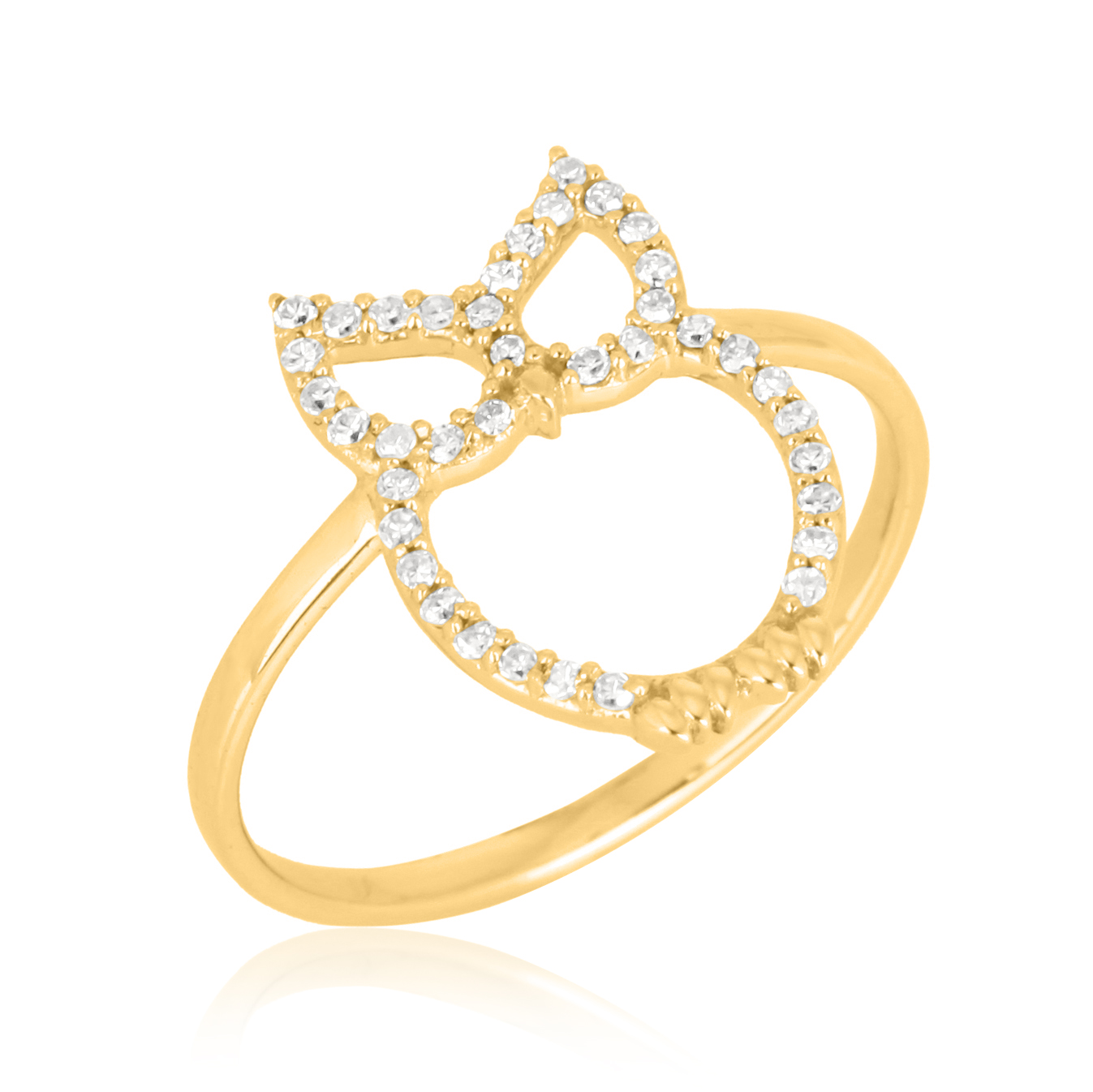 Yellow Gold Owl Diamond Ring