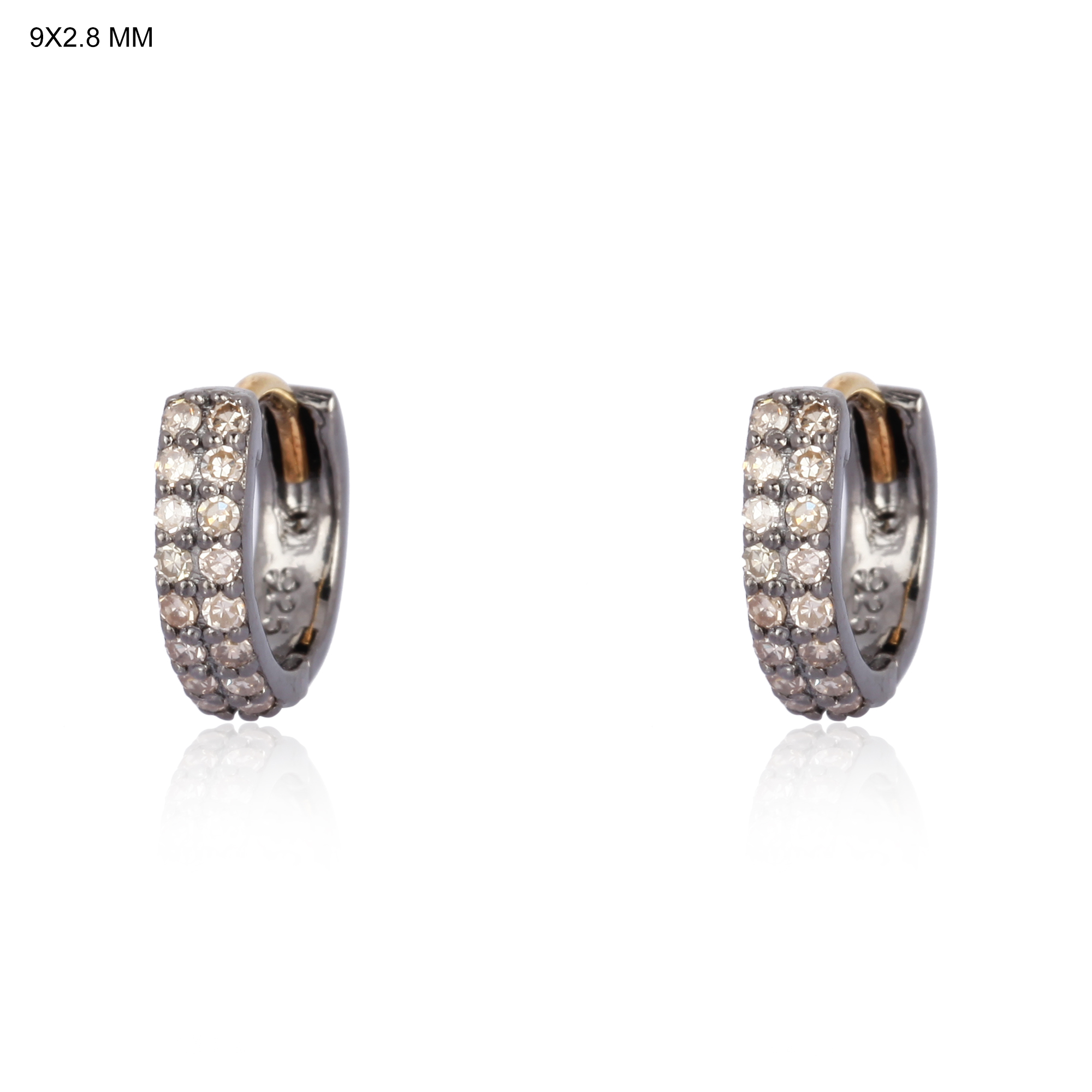 Sterling Silver Double Line Diamond Huggie Hoops