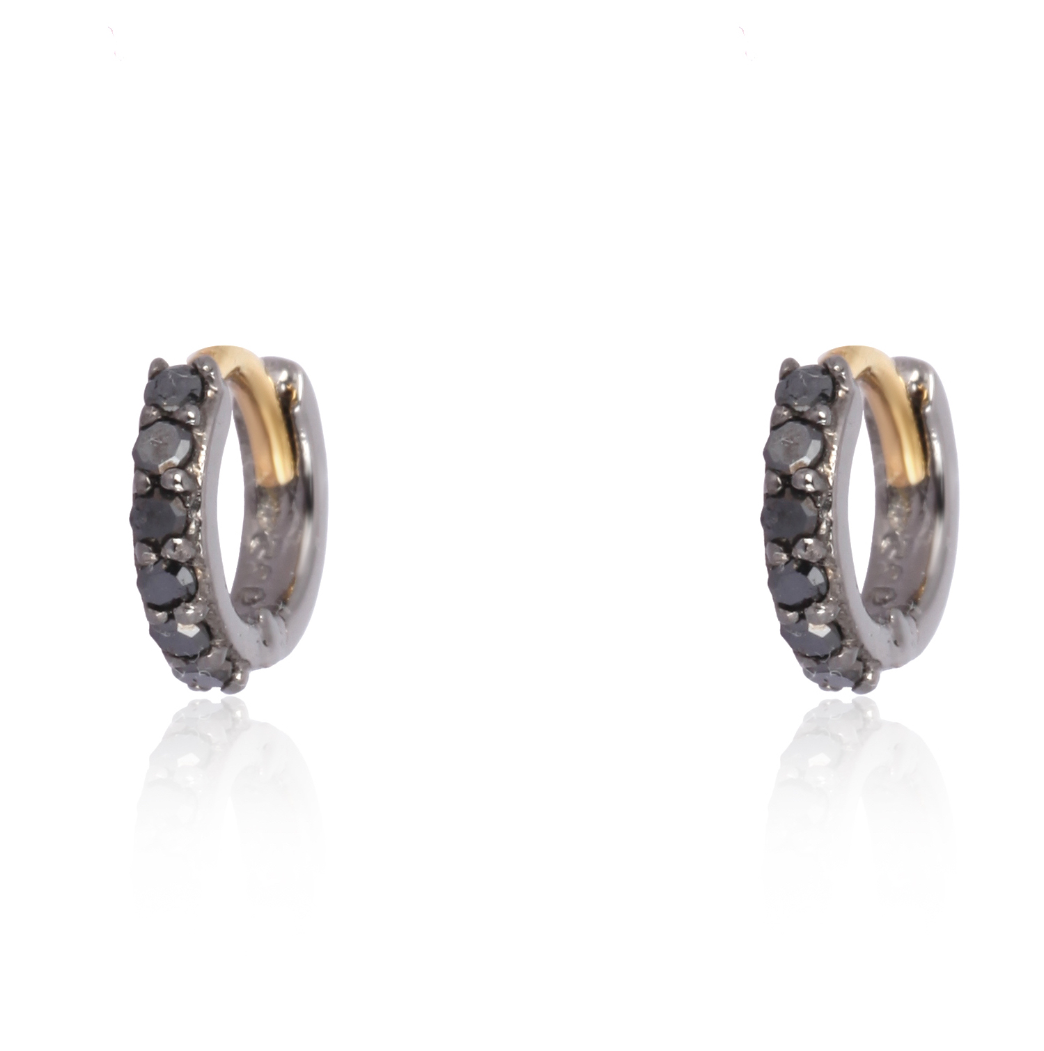 Sterling Silver Black Diamond Hoop Earrings