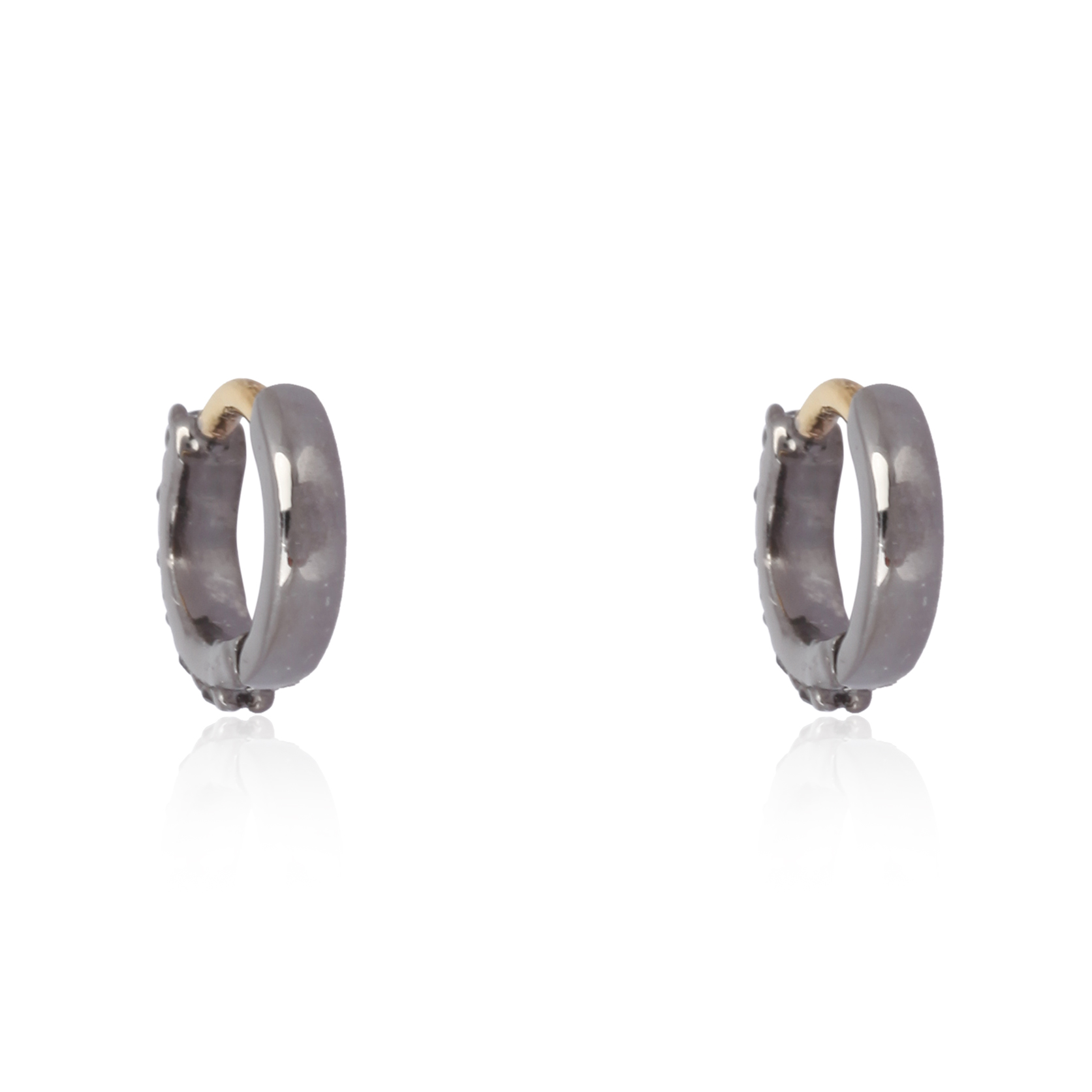 Sterling Silver Black Diamond Hoop Earrings