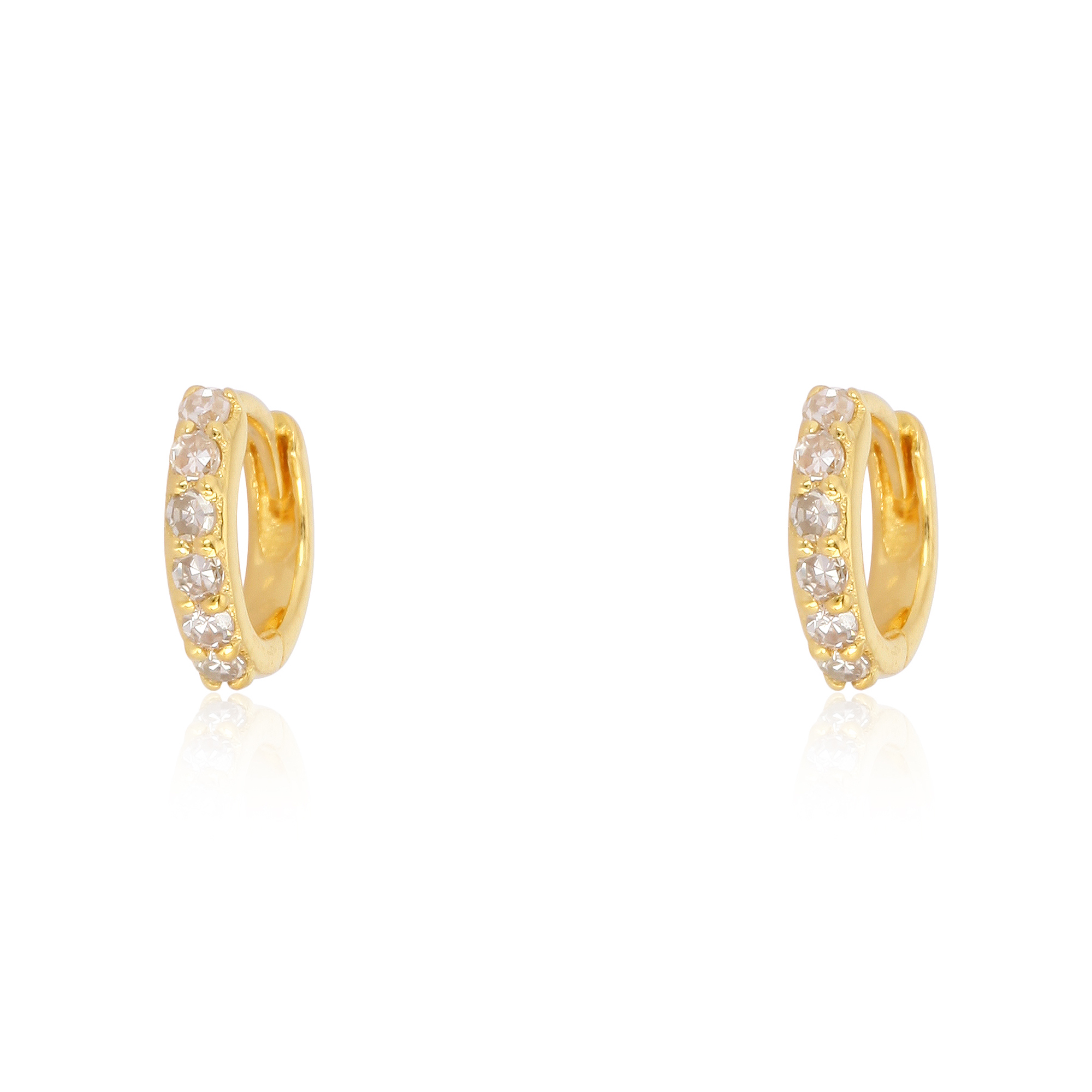 Yellow Gold Diamond Huggie Hoop Earrings