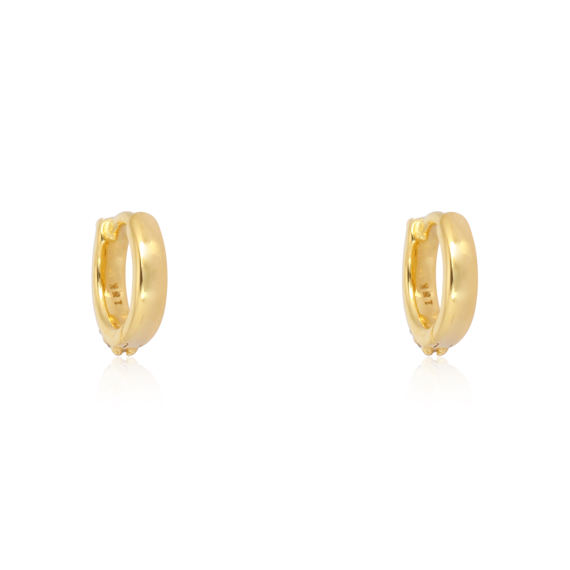 Yellow Gold Diamond Huggie Hoop Earrings