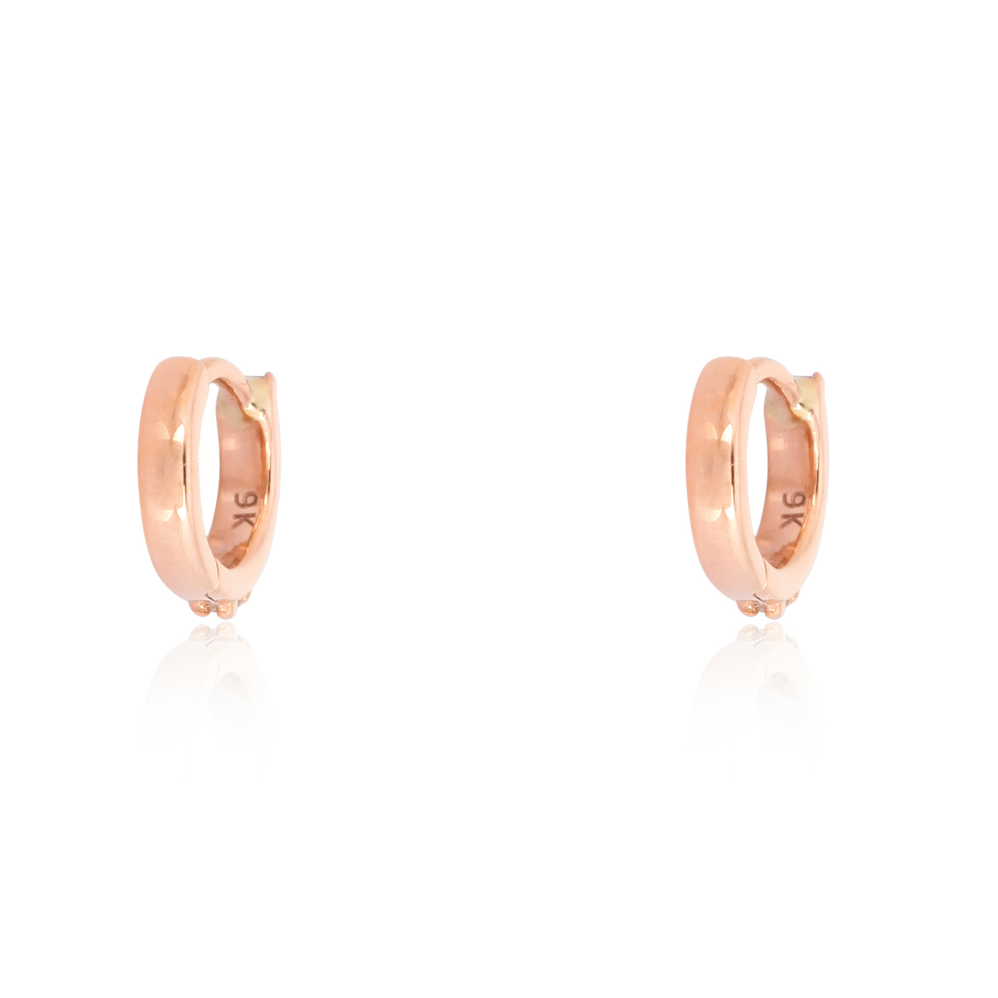 Rose Gold  Diamond Huggie Hoop Earrings