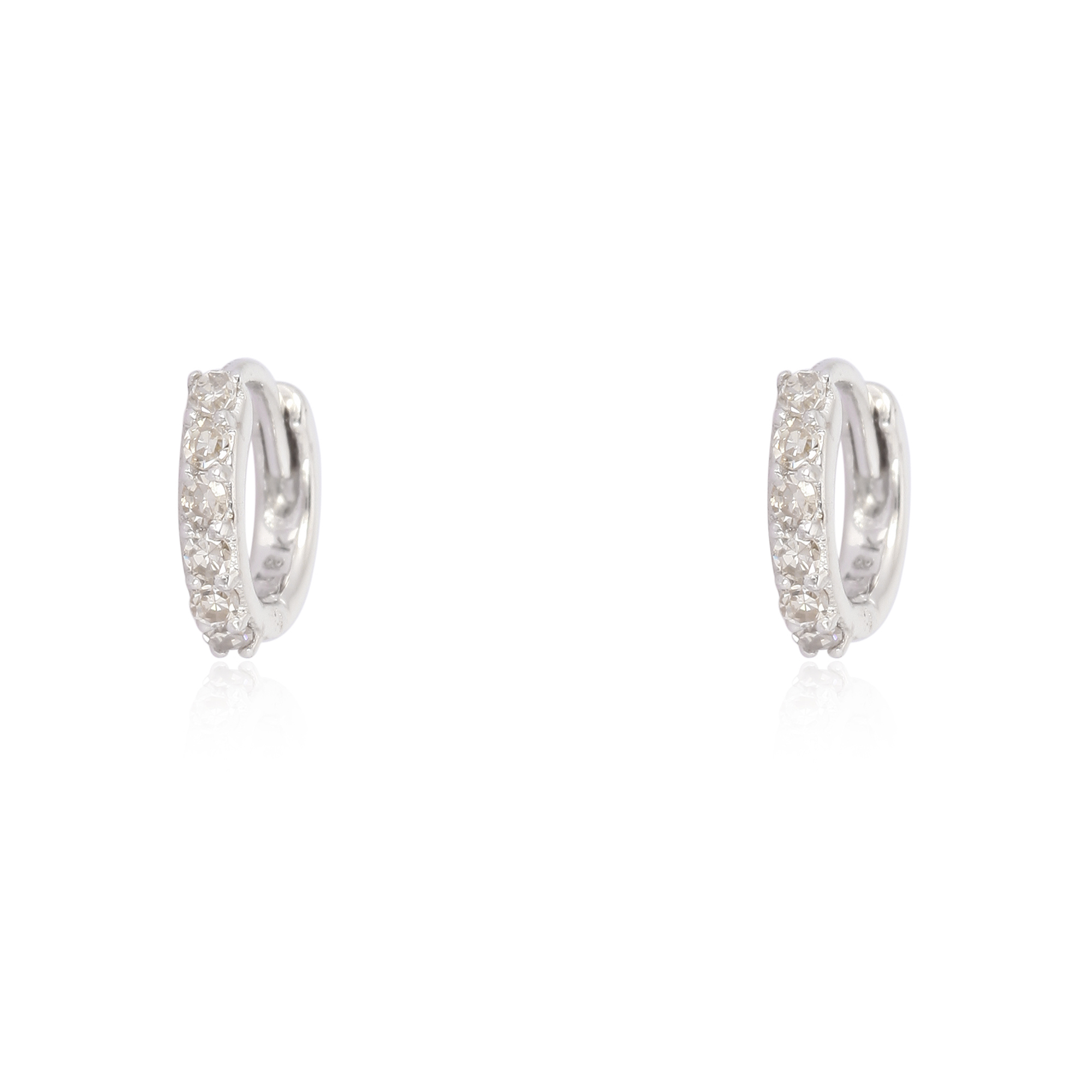 White Gold Diamond Huggie Hoop Earrings