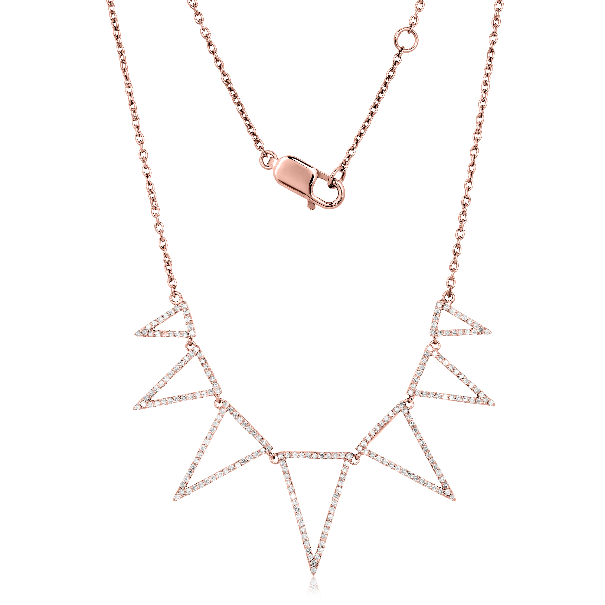 Sterling Silver 7 Triangle Diamond Necklace