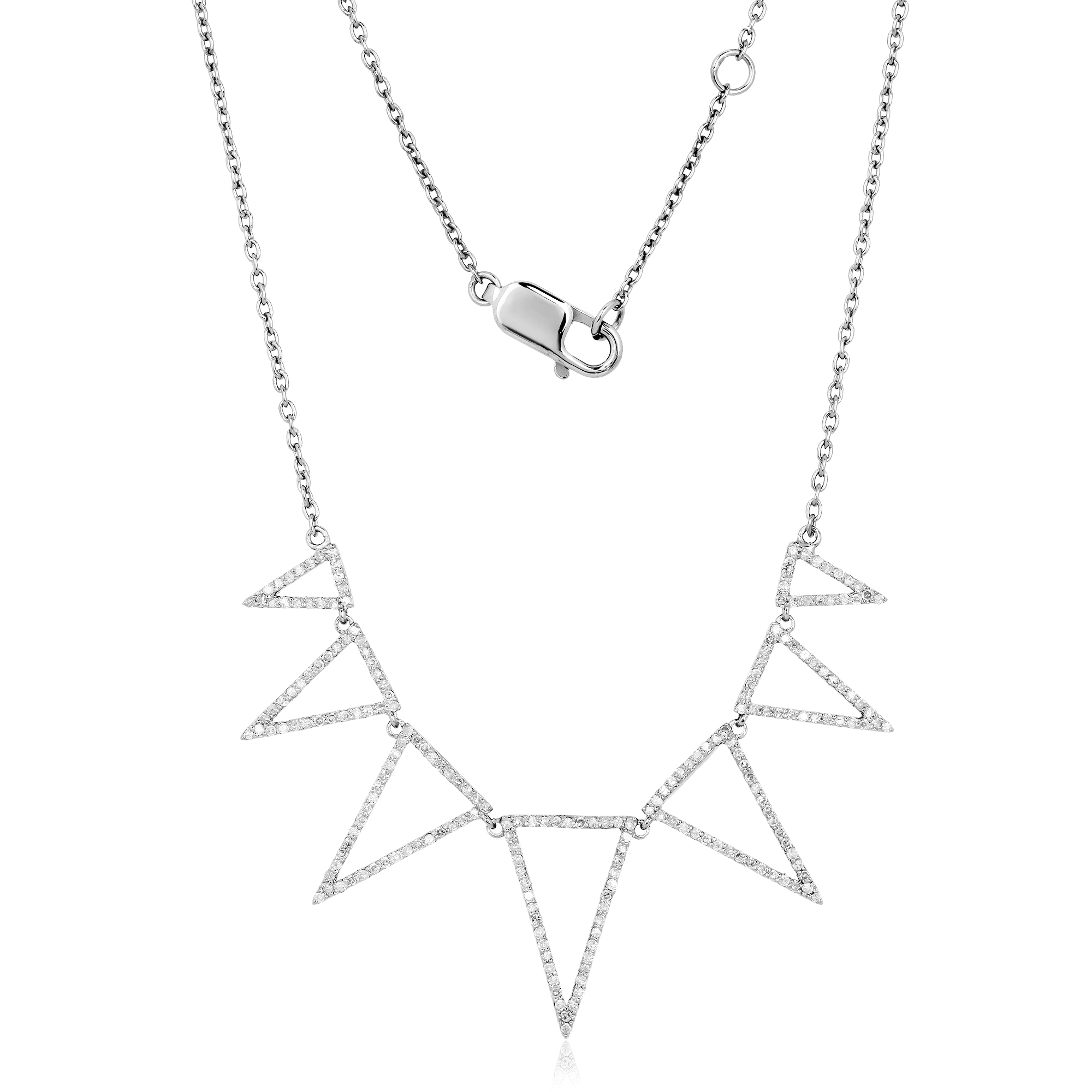 Sterling Silver 7 Triangle Diamond Necklace