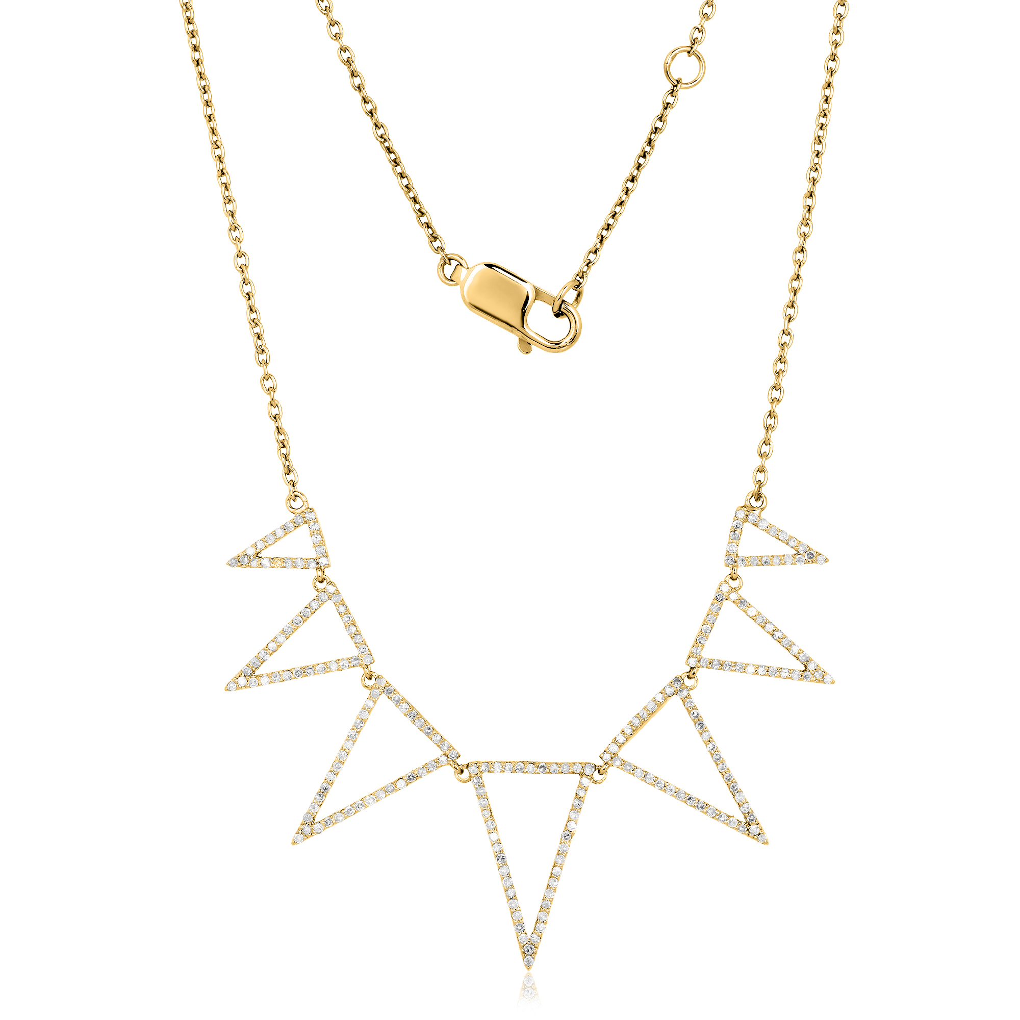 Sterling Silver 7 Triangle Diamond Necklace