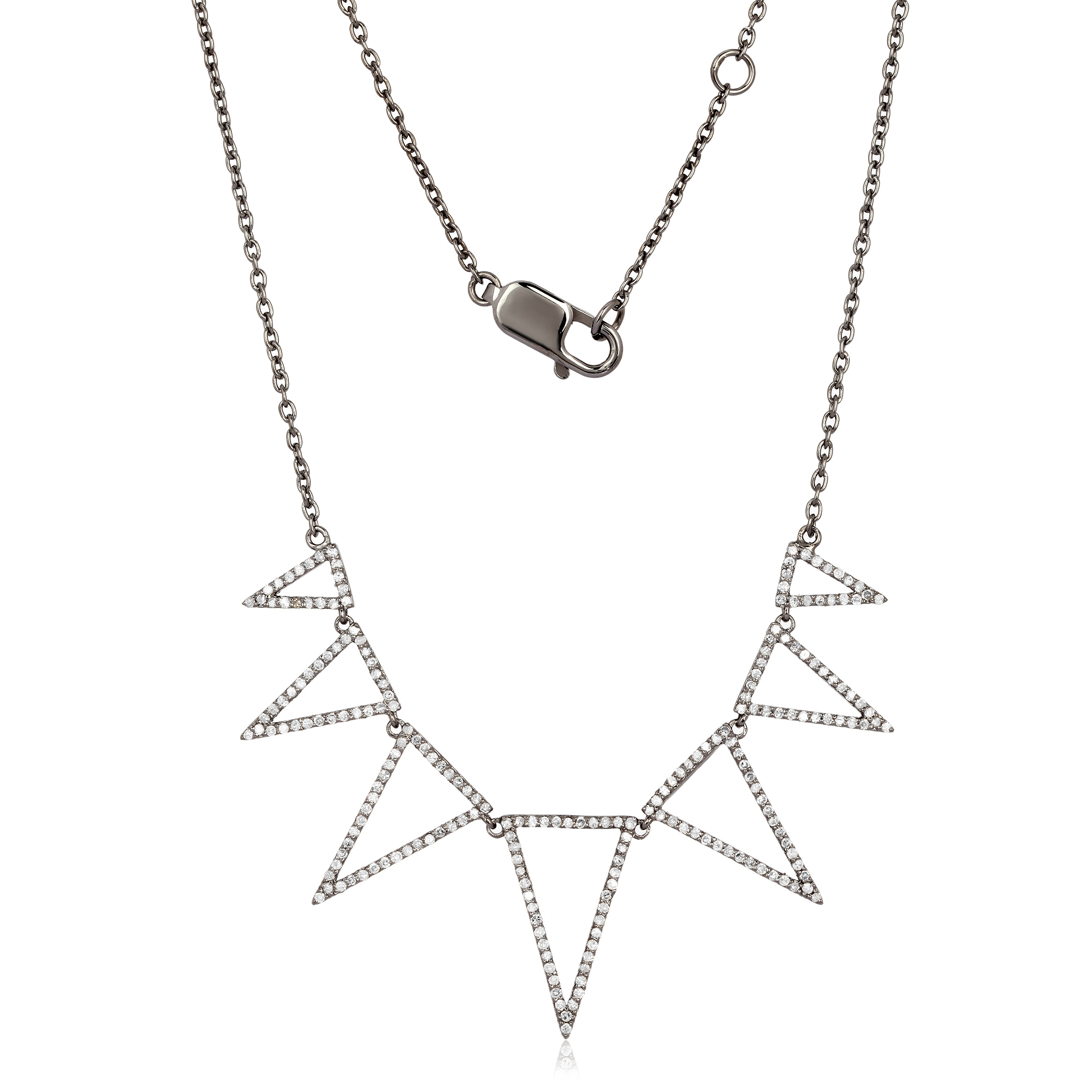 Sterling Silver 7 Triangle Diamond Necklace
