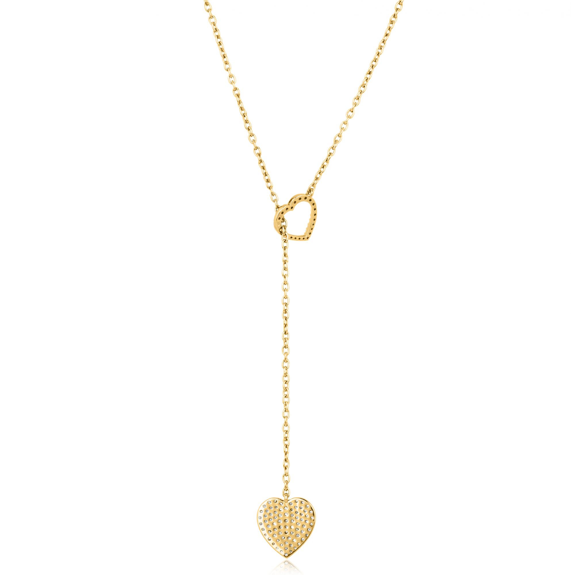 Sterling Silver 2 Heart Diamond Necklace