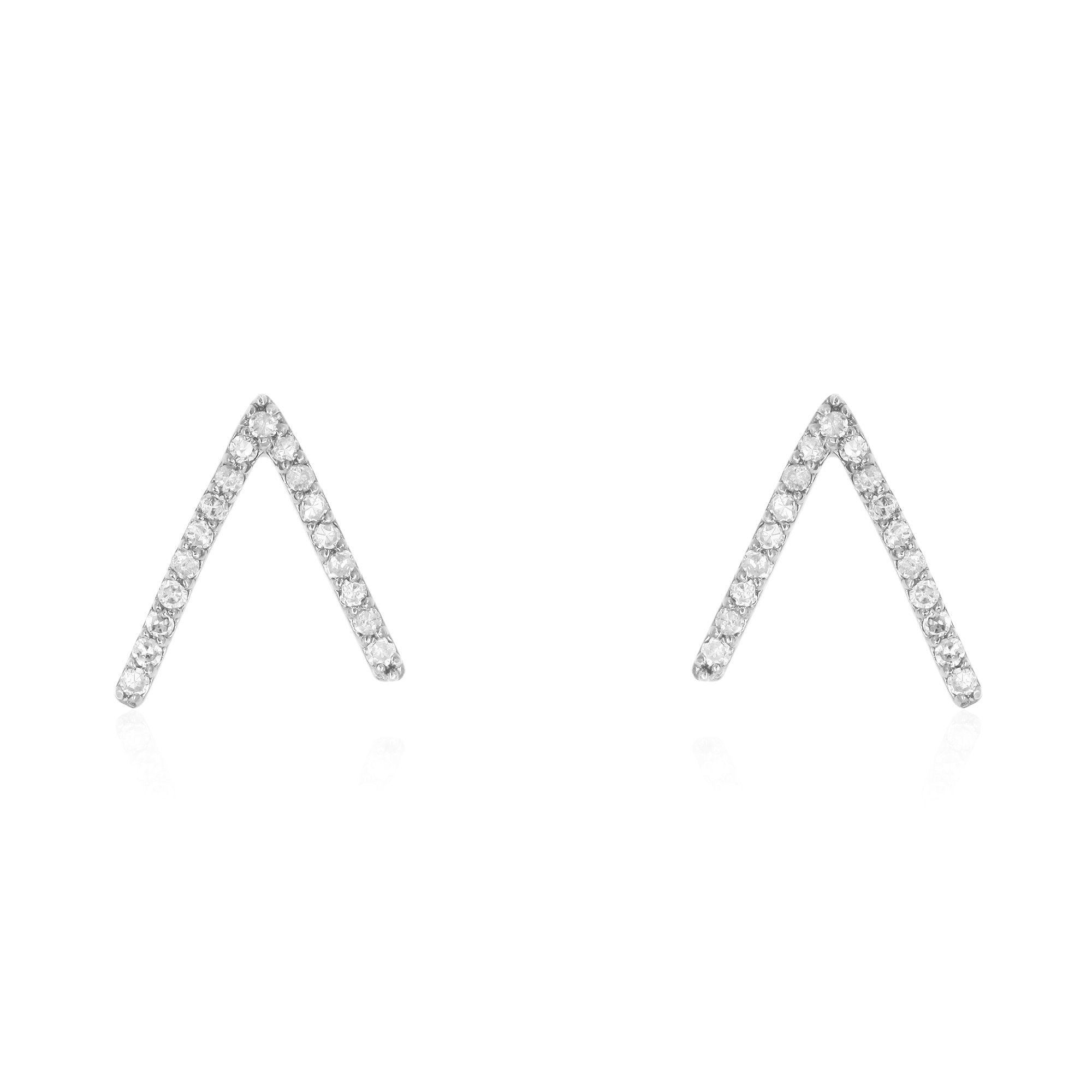 Sterling Silver Diamond V Studs