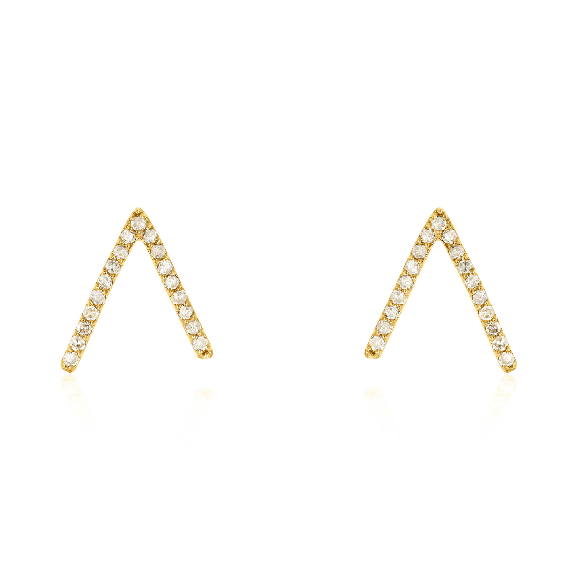Yellow Gold Diamond V Studs