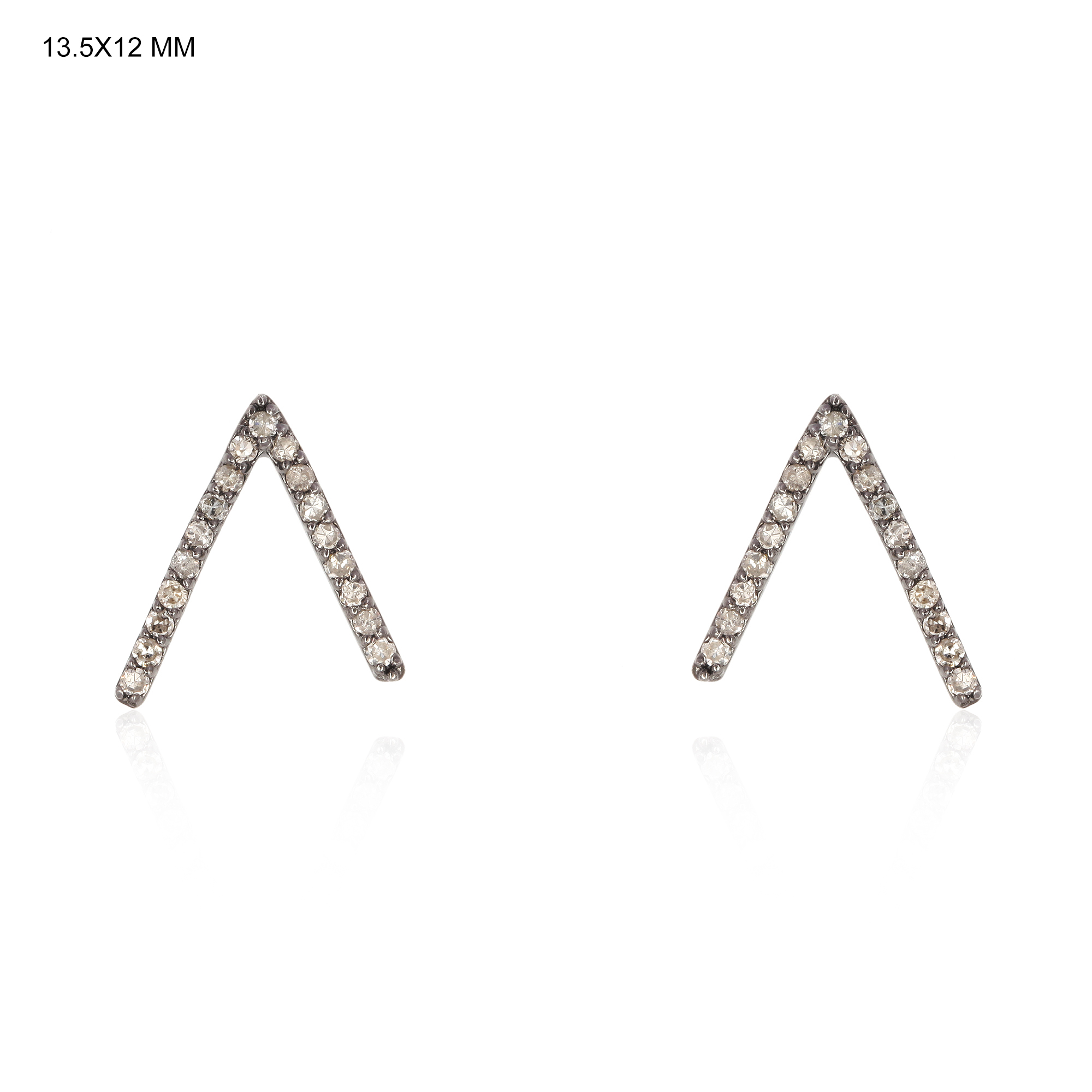 Sterling Silver Diamond V Studs