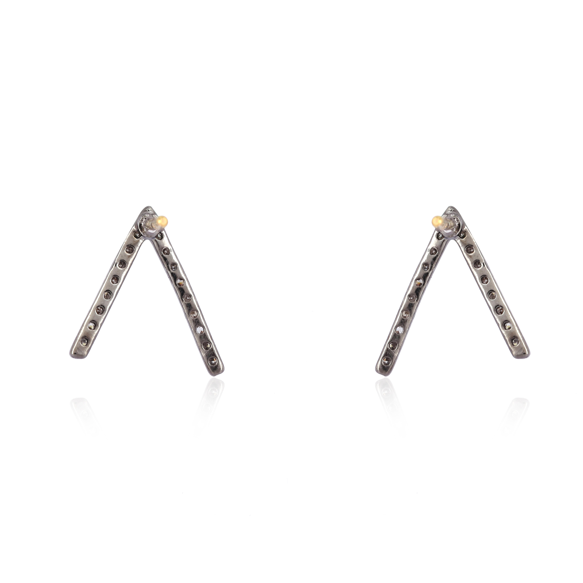 Sterling Silver Diamond V Studs