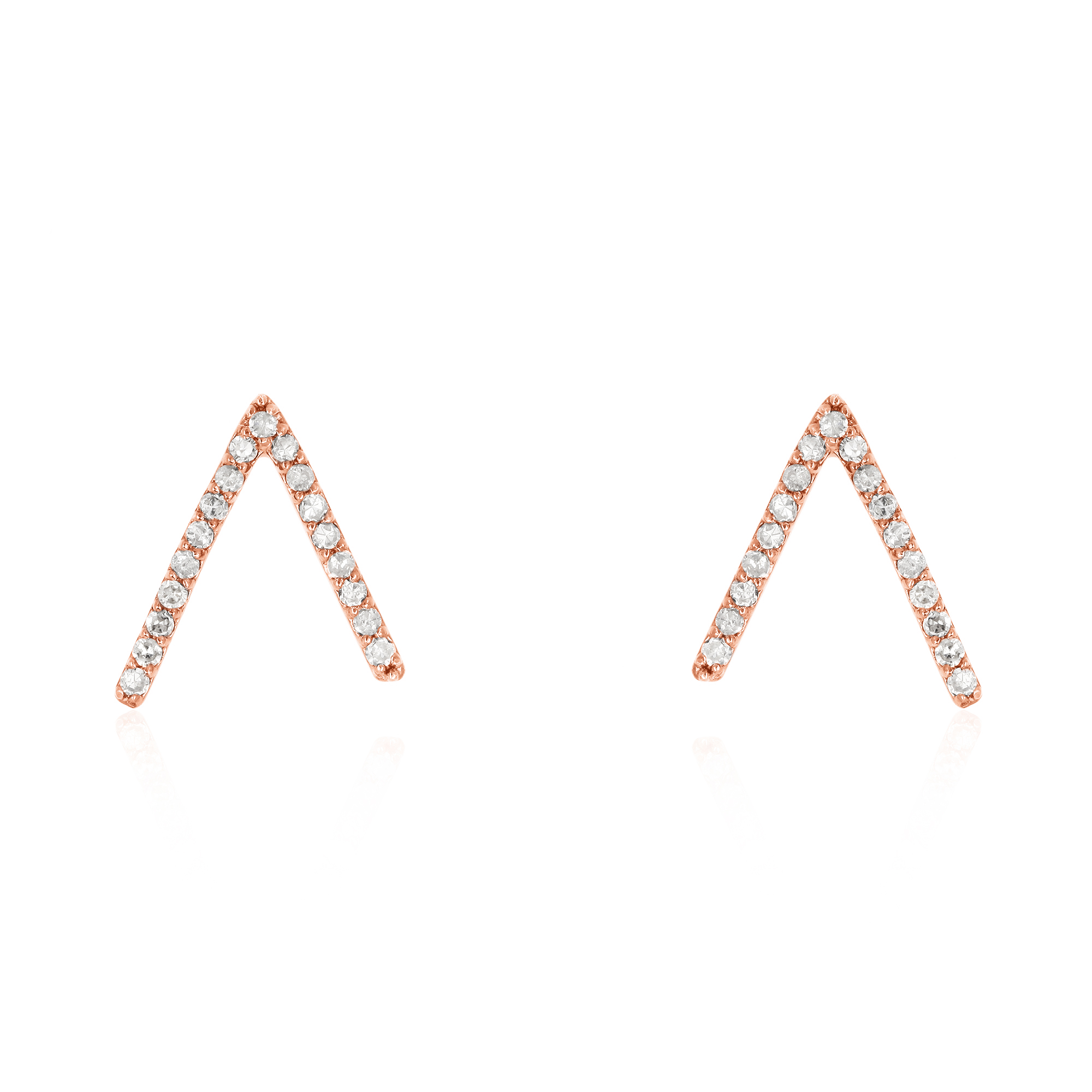 Sterling Silver Diamond V Studs