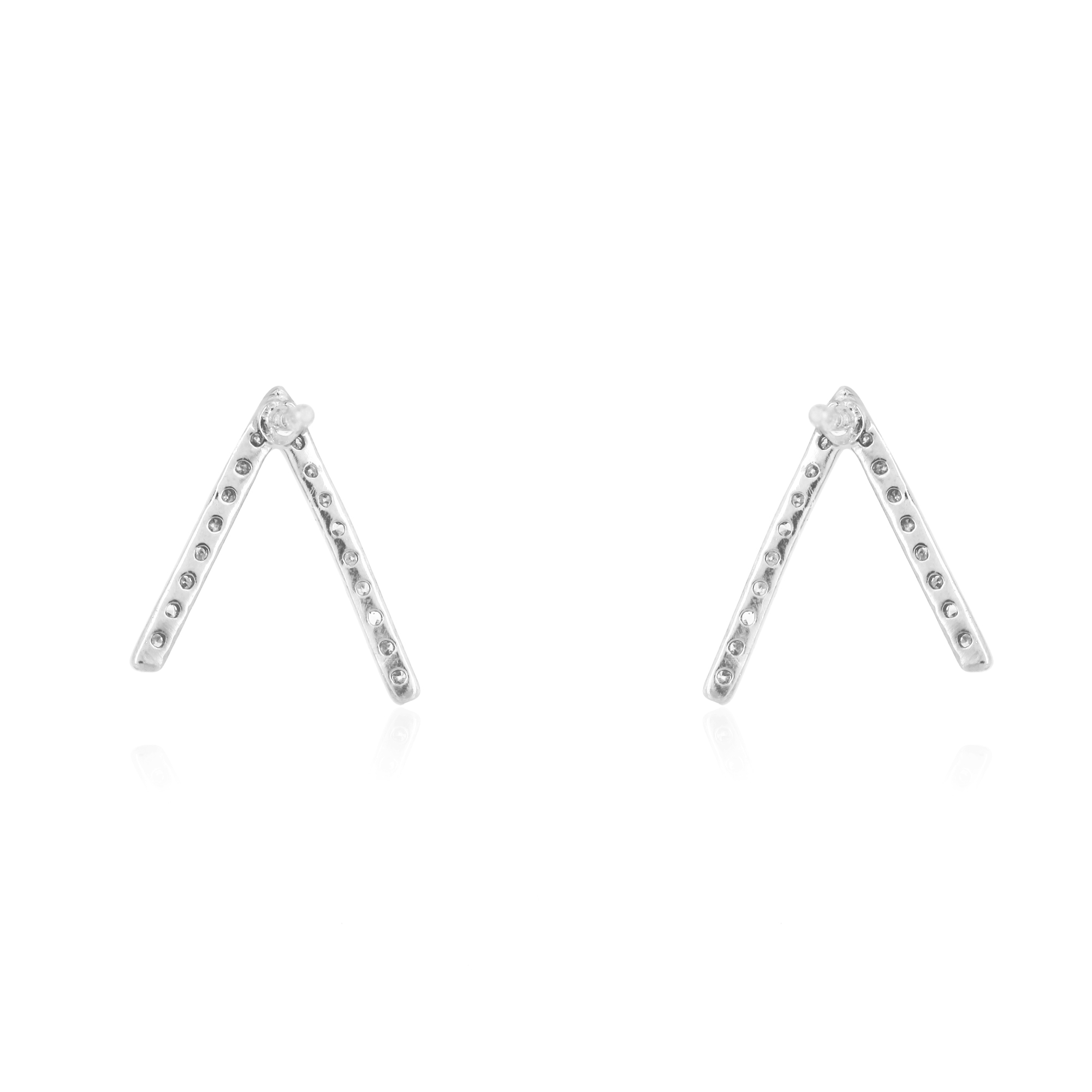 Sterling Silver Diamond V Studs