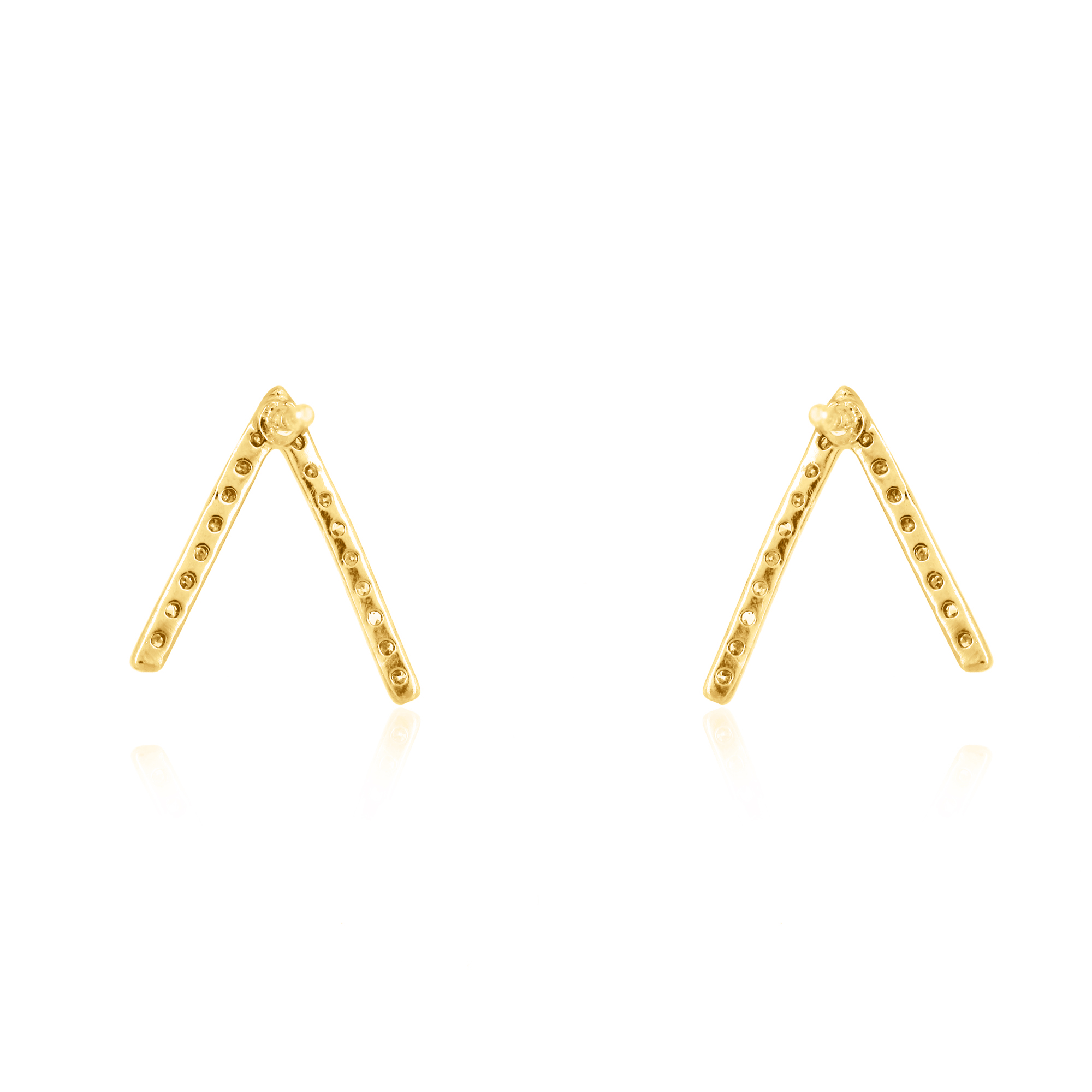 Yellow Gold Diamond V Studs